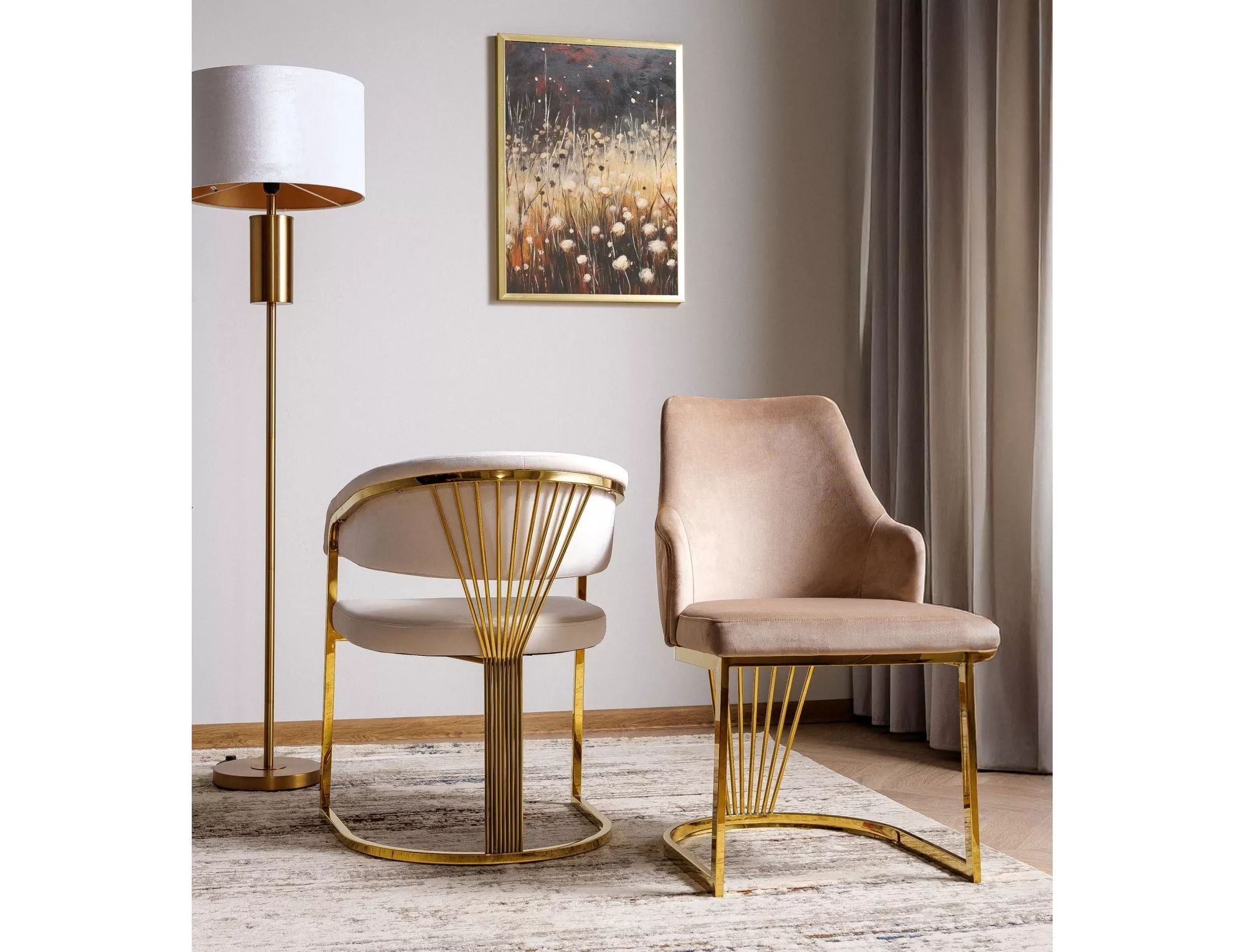 Jedálenská stolička Alure Velvet,  béžová / zlatá
