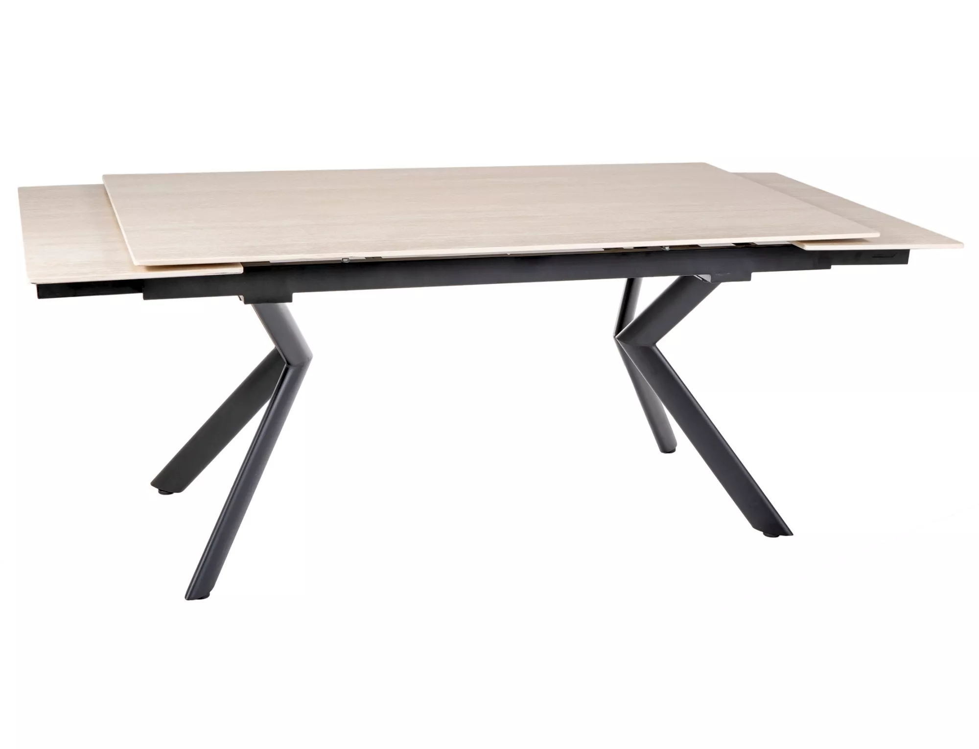 Jedálenský rozkladací stôl Norton, 160-240cm, travertín matná béžová/čierna