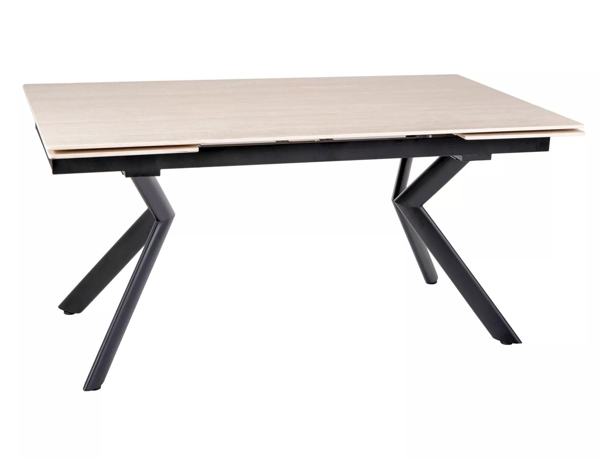 Jedálenský rozkladací stôl Norton, 160-240cm, travertín matná béžová/čierna