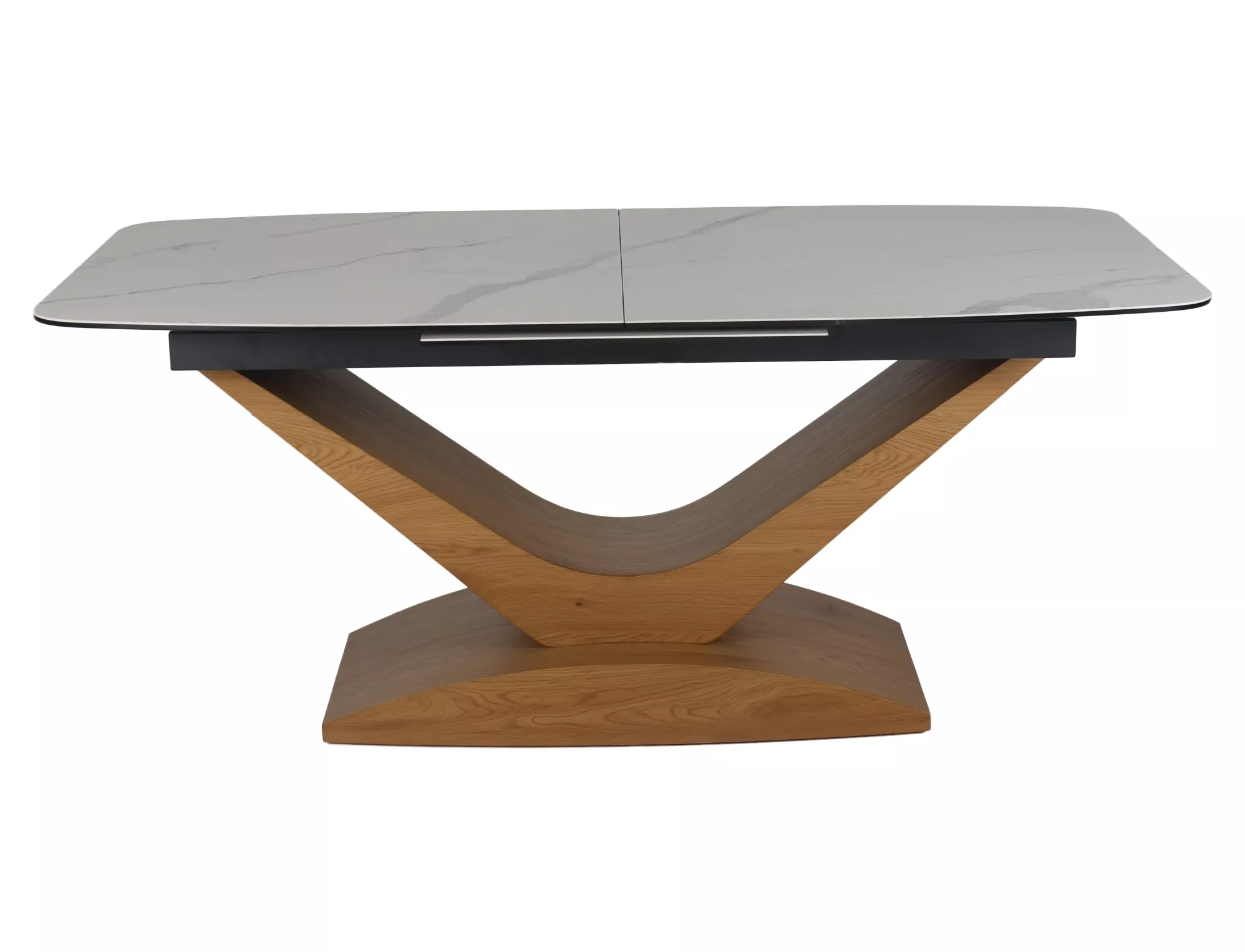 Jedálenský rozkladací stôl Dolce Ceramic, 180-240cm, biela matná / dub