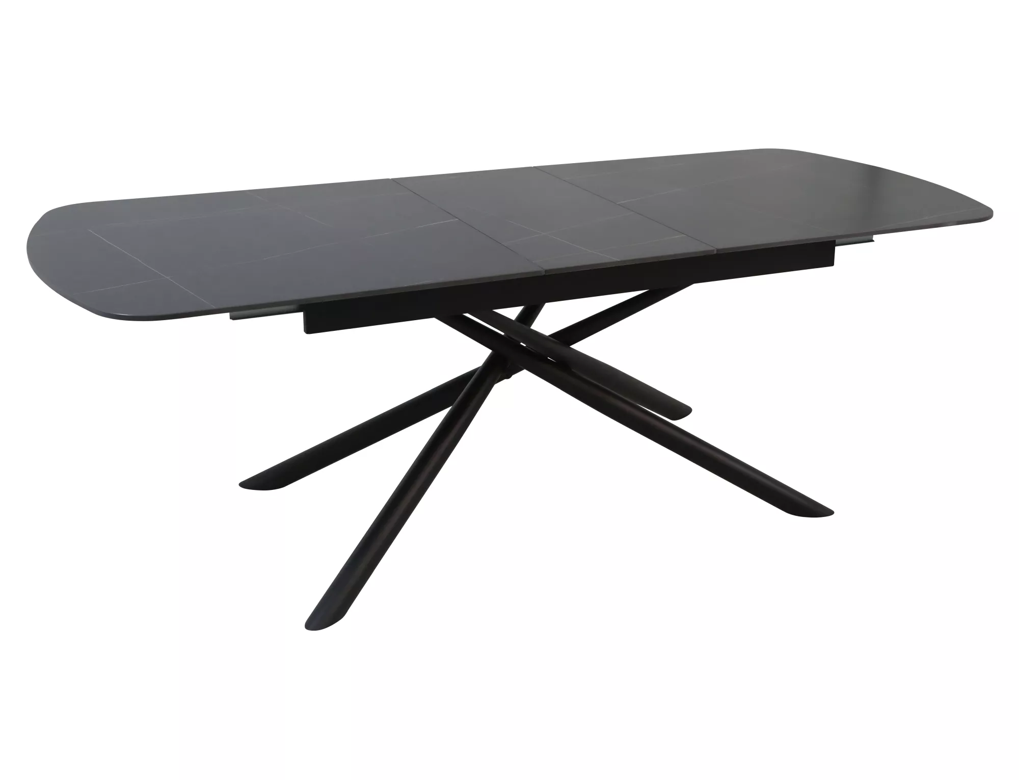 Jedálenský rozkladací stôl Vector, 160-200cm, matná čierna/matná čierna