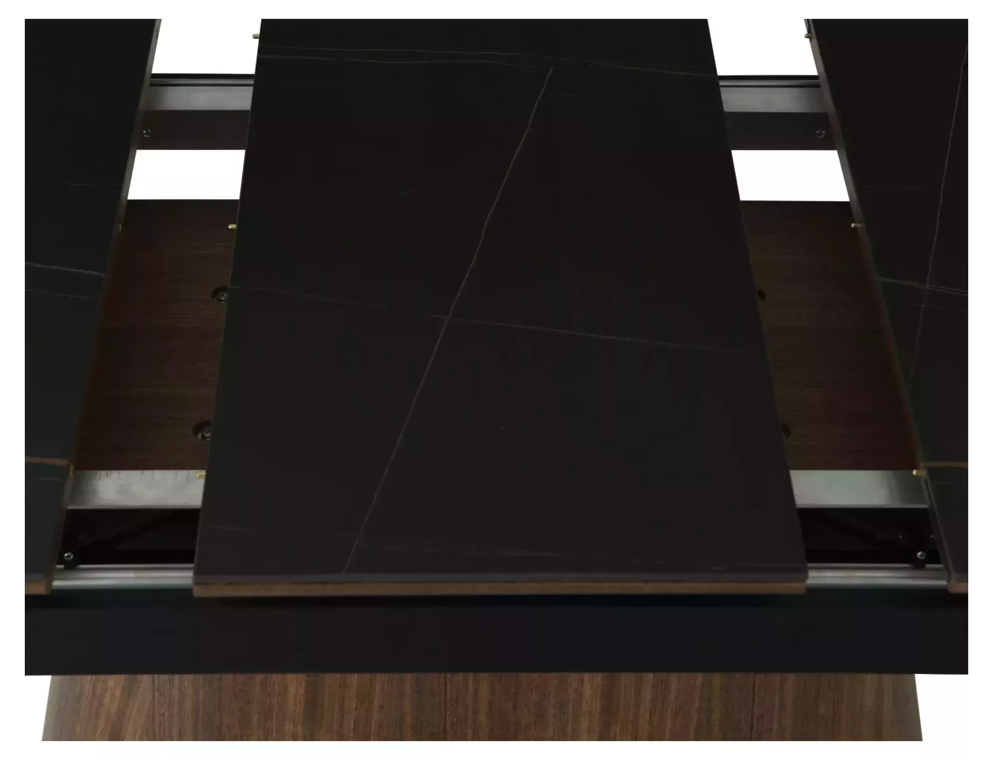 Jedálenský rozkladací stôl Monaco, 160-200cm, matná čierna / orech