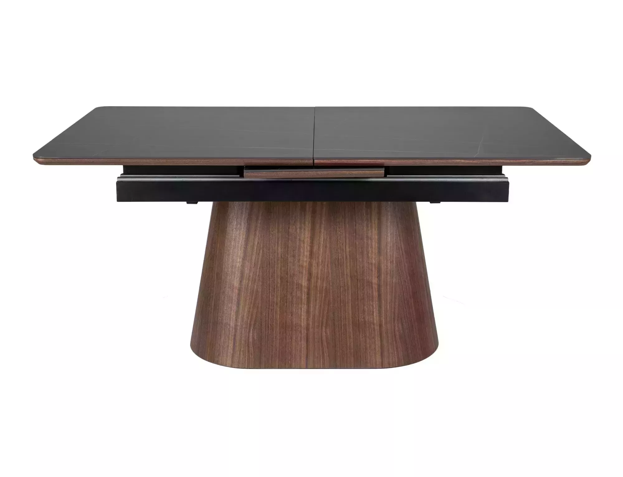 Jedálenský rozkladací stôl Monaco, 160-200cm, matná čierna / orech