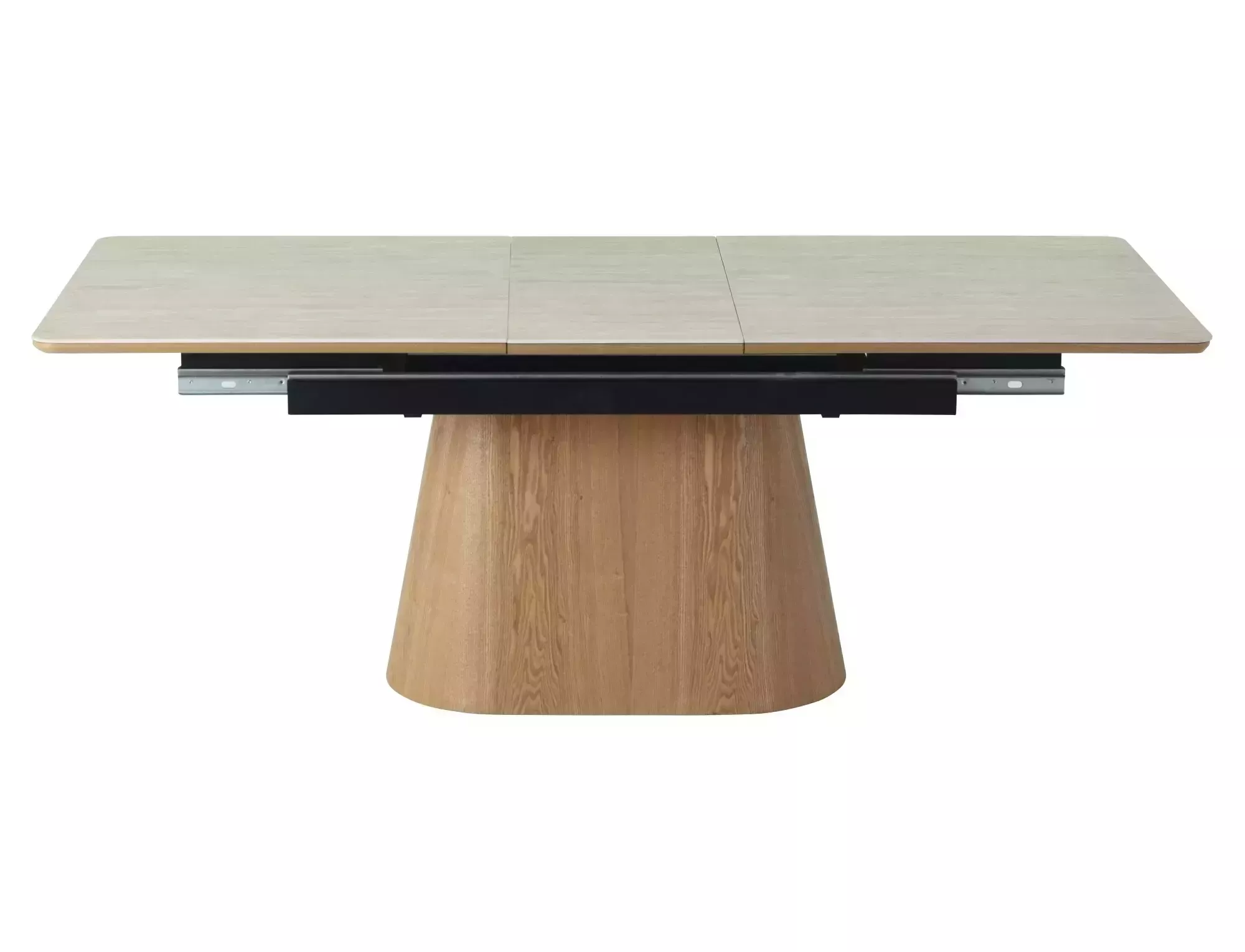 Jedálenský rozkladací stôl Monaco, 160-200cm, travertín béžová matná / dub