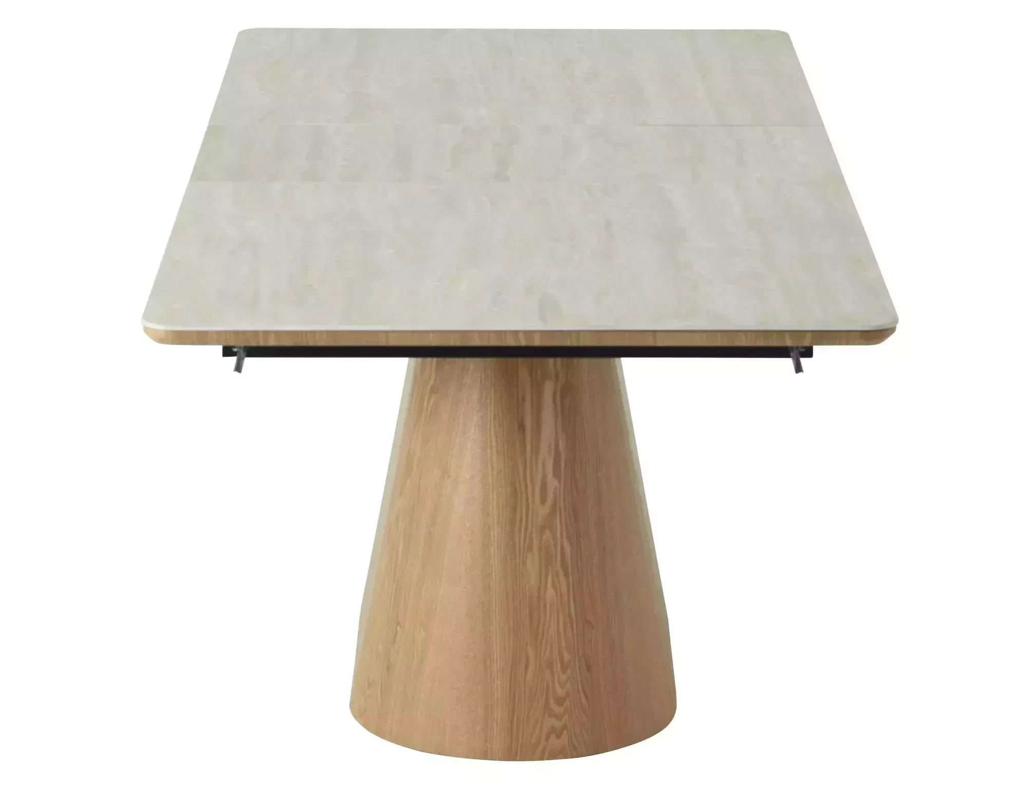 Jedálenský rozkladací stôl Monaco, 160-200cm, travertín béžová matná / dub