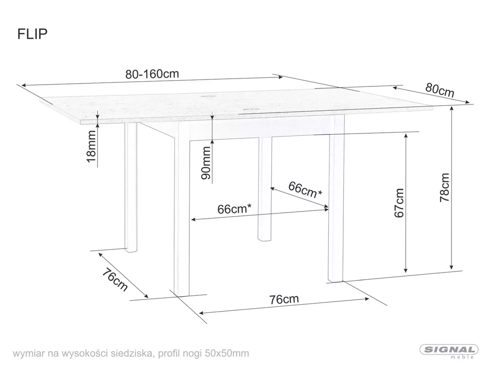 Jedálenský rozkladací stôl Flip, 80-160cm,  kašmír / cremona torro dub