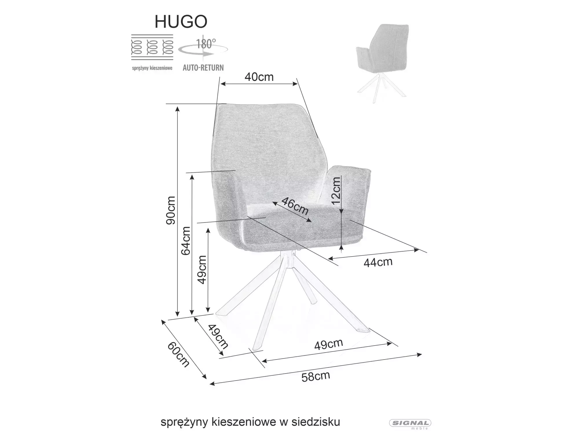 Jedálenská stolička Hugo Brego, svetlobéžová / matná čierna