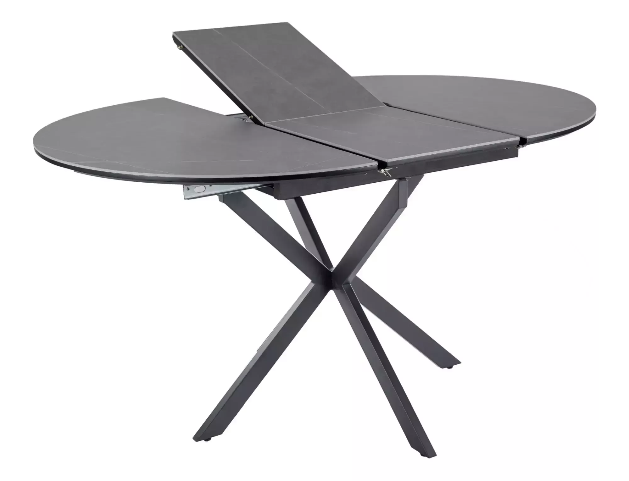 Jedálenský rozkladací stôl Gaston, 100-135cm, matná sivá / matná čierna