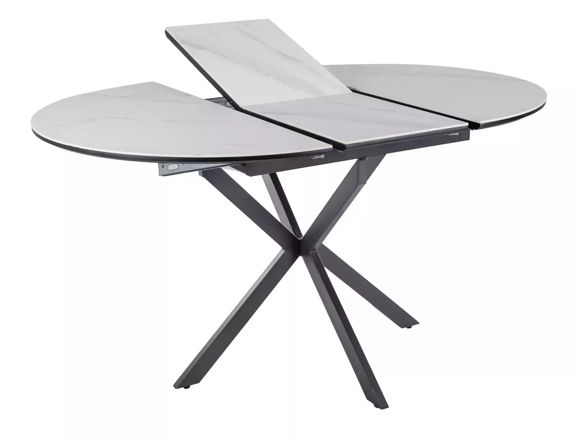 Jedálenský rozkladací stôl Gaston 100-135cm,  matná biela / matná čierna