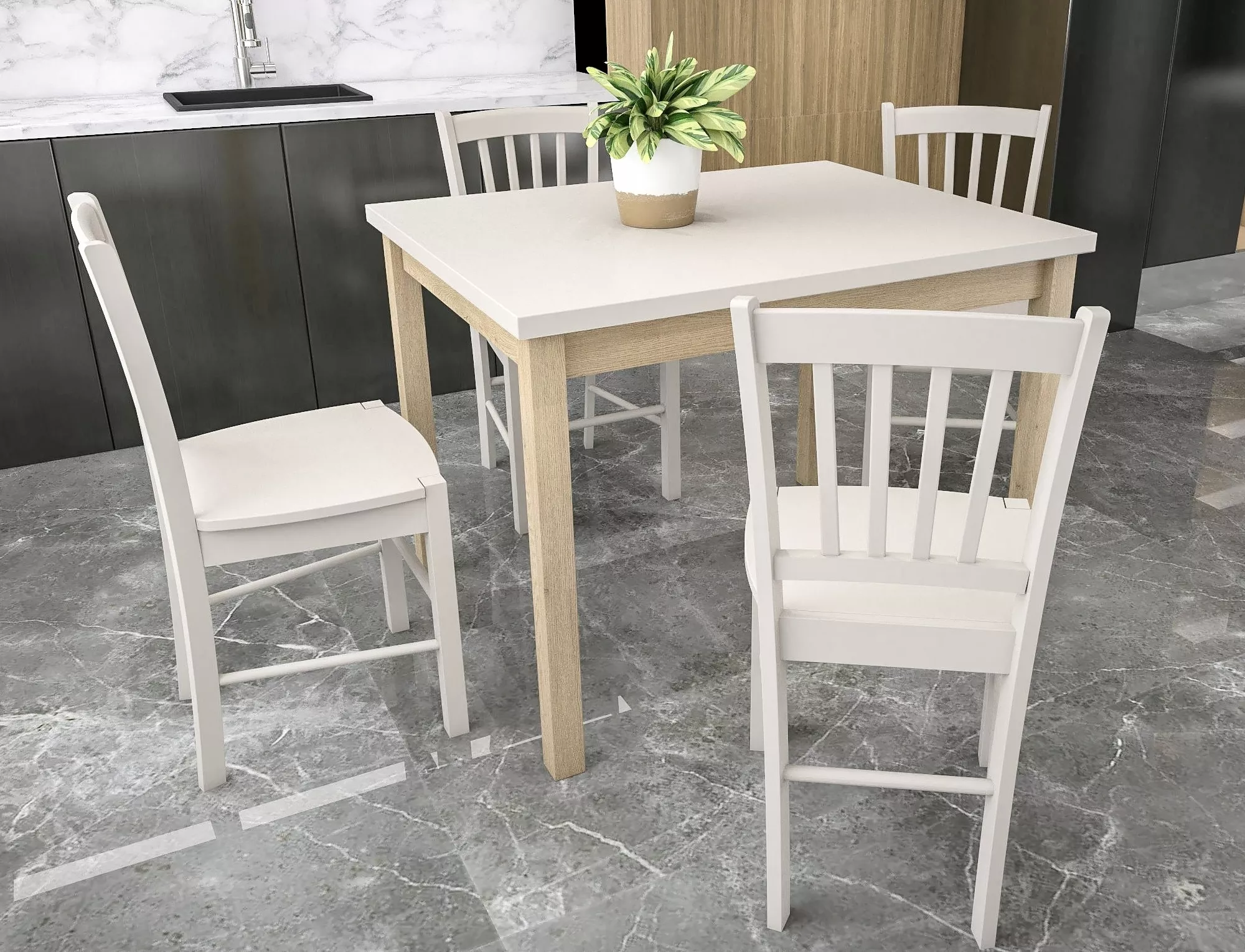 Jedálenský stôl Adam 80,  kašmír / cremona torro dub