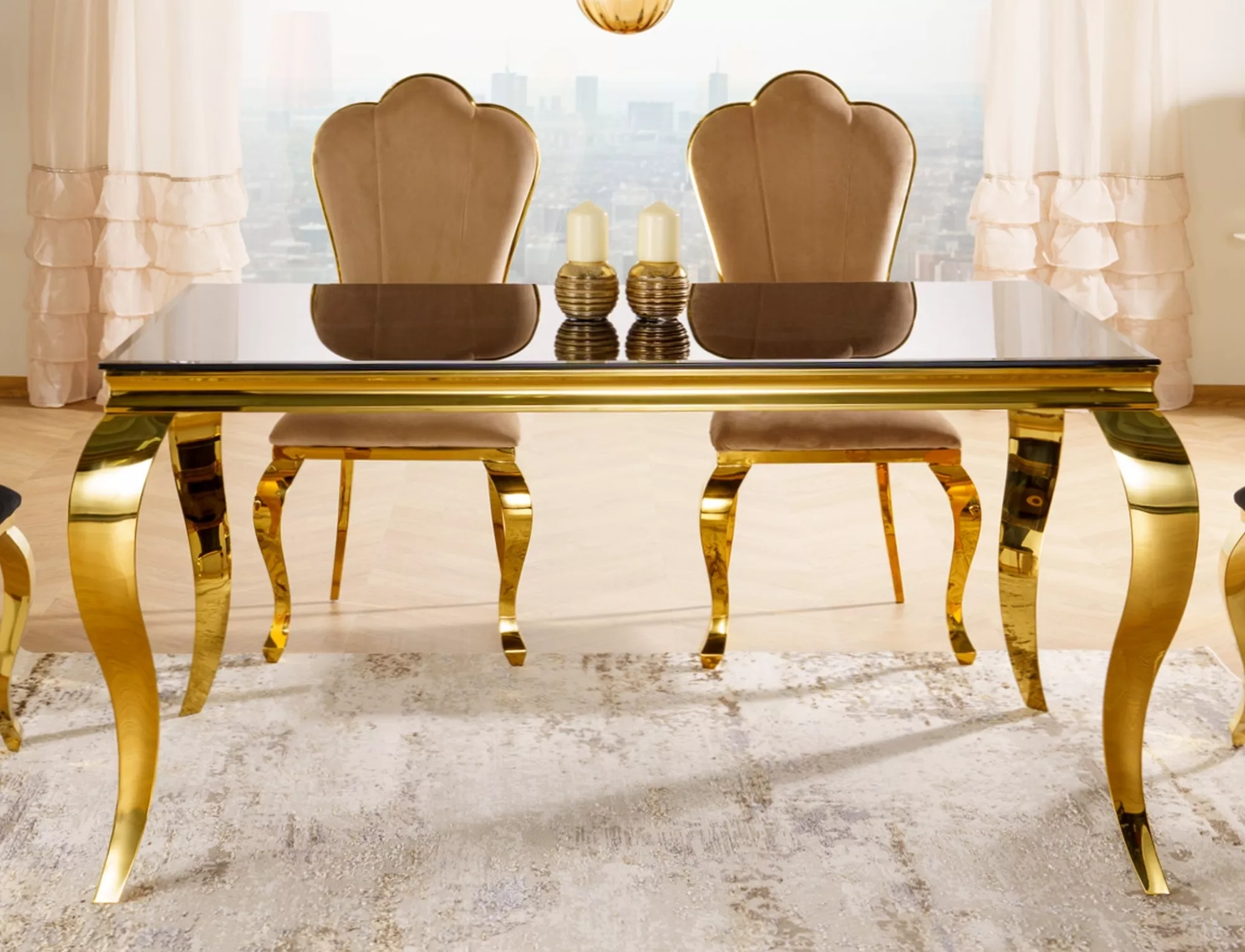 Jedálenský stôl Prince,  čierna / zlatá