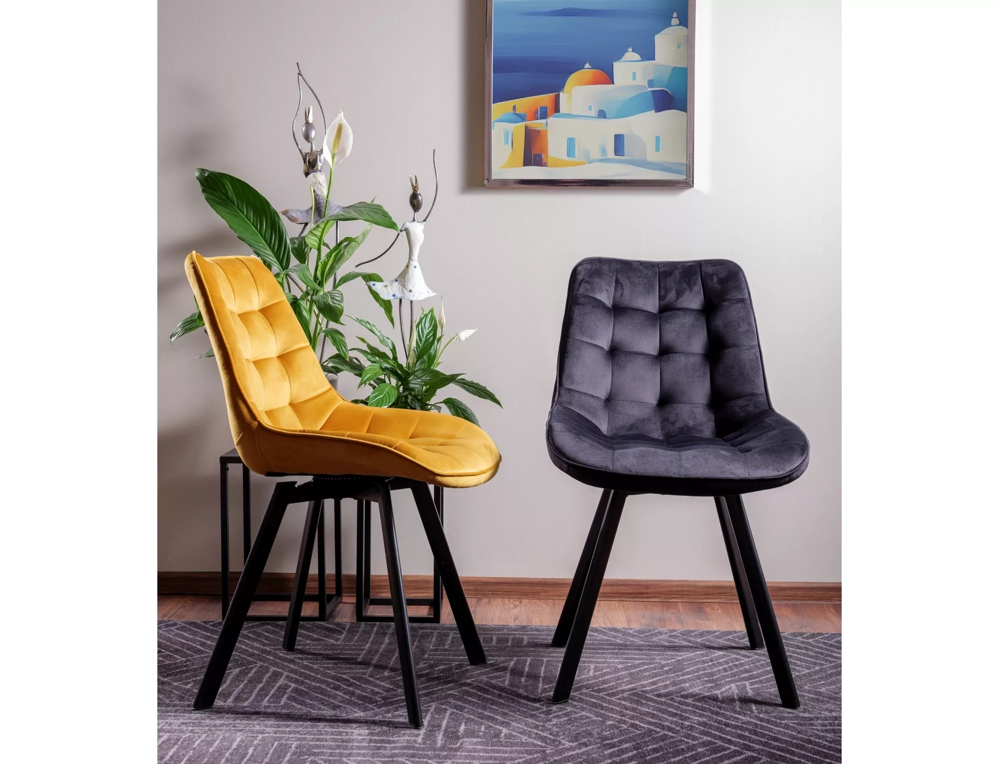 Jedálenská stolička Monti Velvet,  čierna / matná čierna