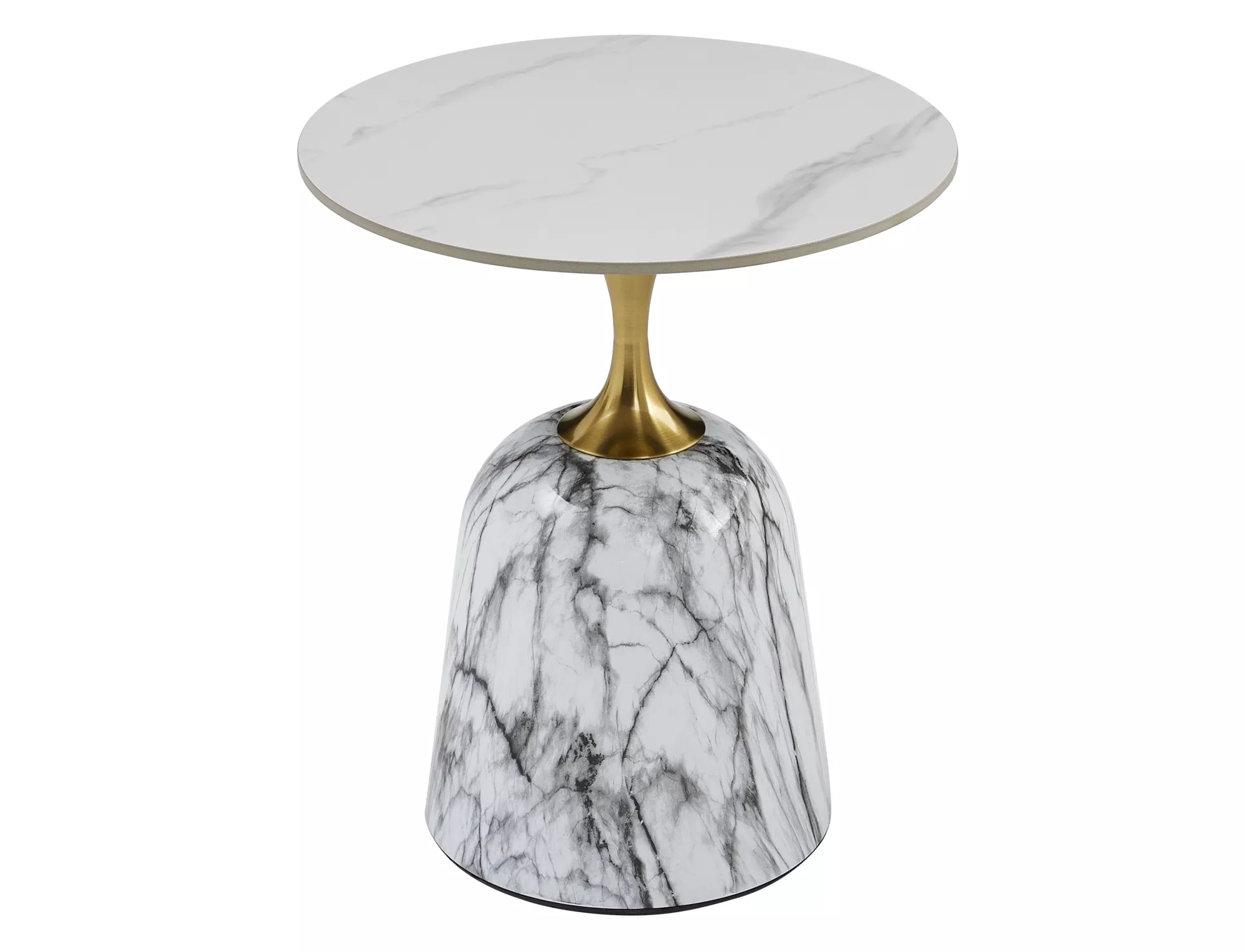 Konferenčný stolík Fama,  biela, mramorový efekt / biela, mramorový efekt + zlatá