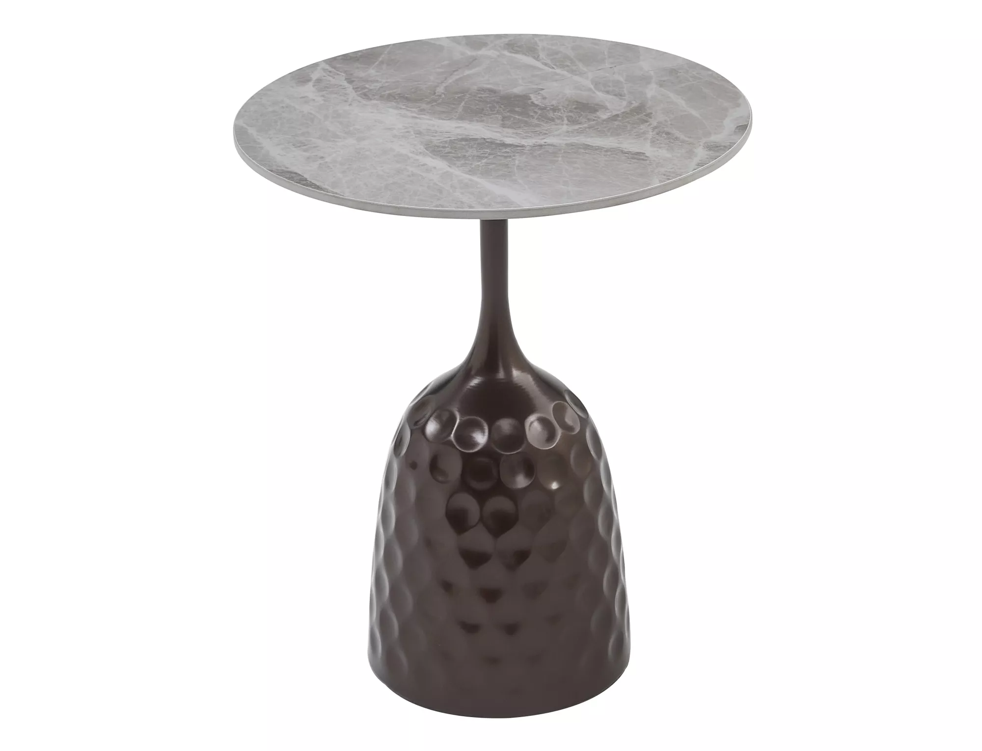 Konferenčný stolík Mutti,  sivá, mramorový efekt / antický bronz