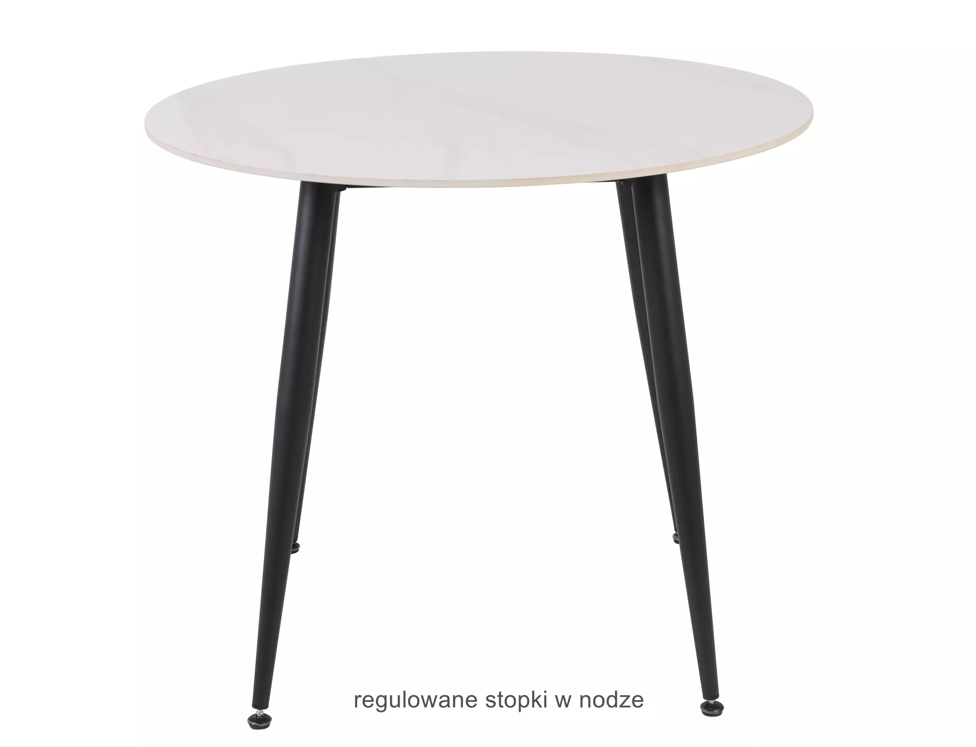 Jedálenský stôl Rion fi90,  lesklá biela / matná čierna