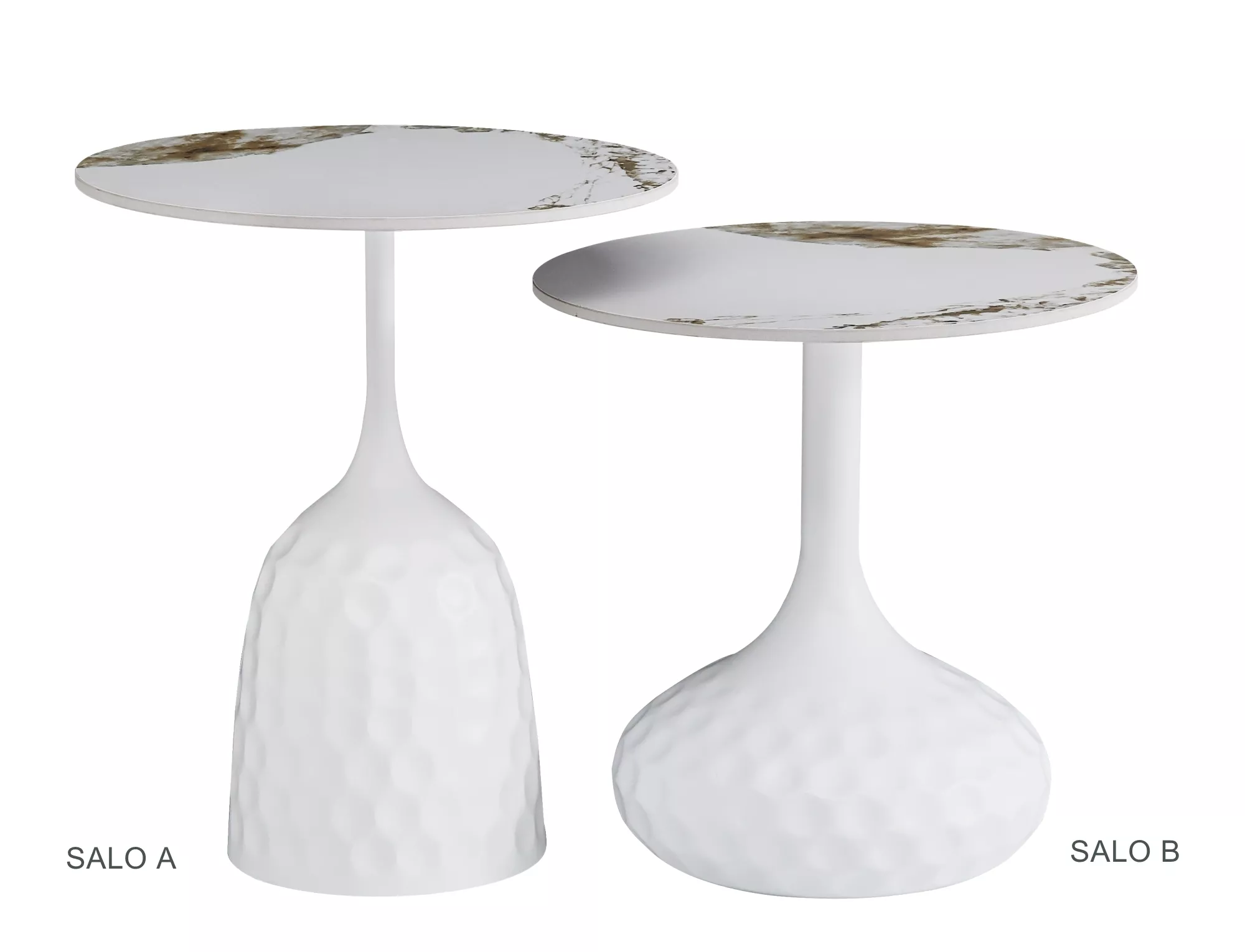Konferenčný stolík Salo A,  lesklá biela, mramorový efekt / matná biela