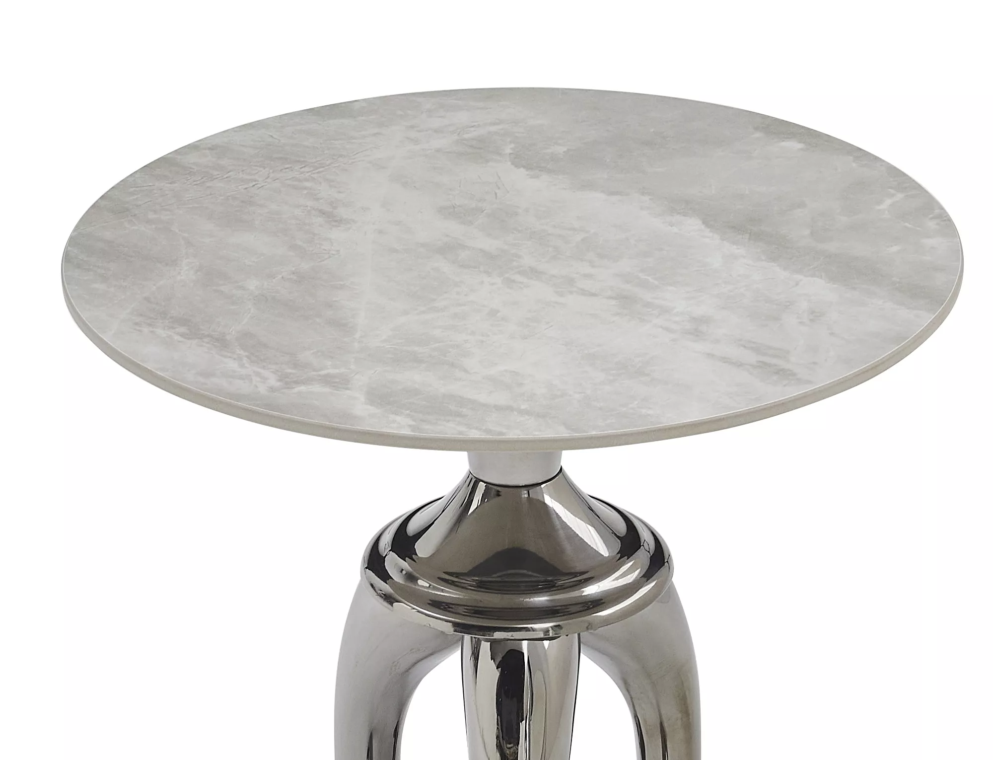 Konferenčný stolík Snake,  lesklá biela, mramorový efekt / strieborná