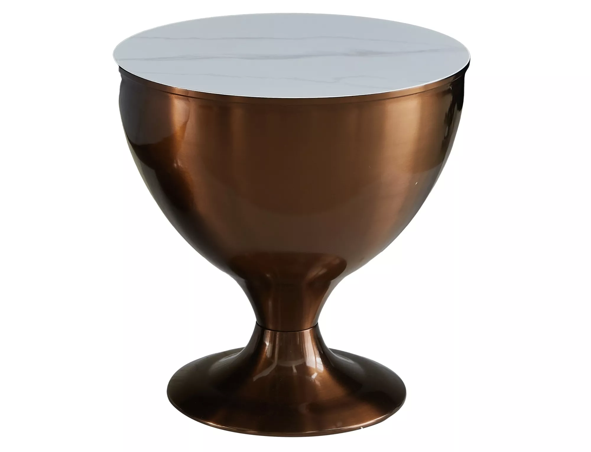 Konferenčný stolík Salsa,  matná biela, mramorový efekt / medený lesk