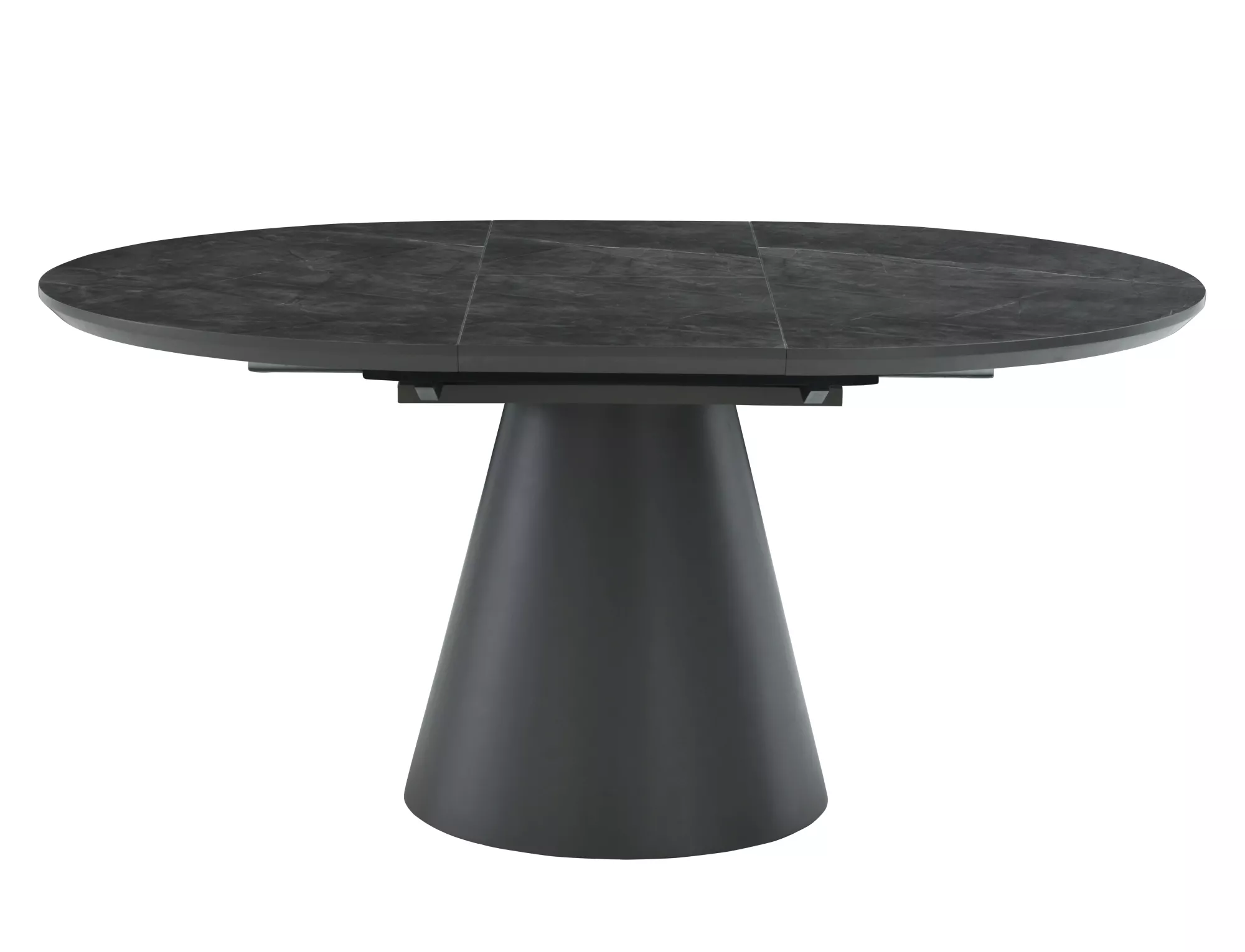 Jedálenský rozkladací stôl Angel II, 120-160cm, sivá, mramorový efekt / matná čierna