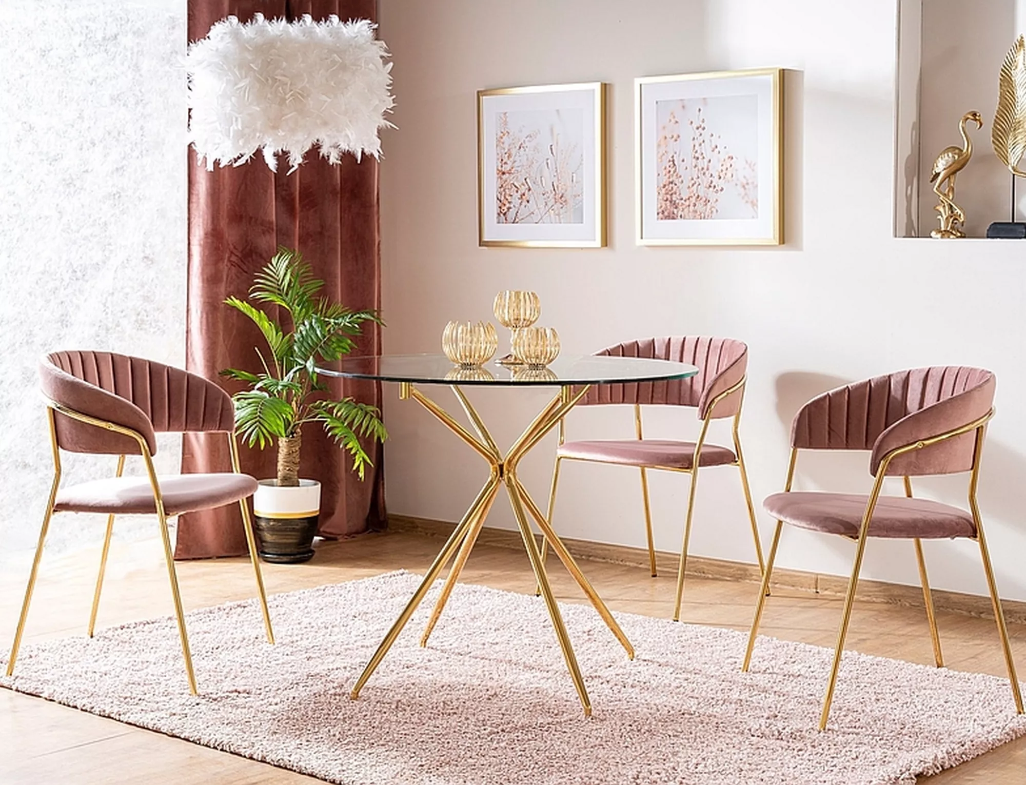 Stôl AZALIA transparent/ zlatá konštrukcia FI 80