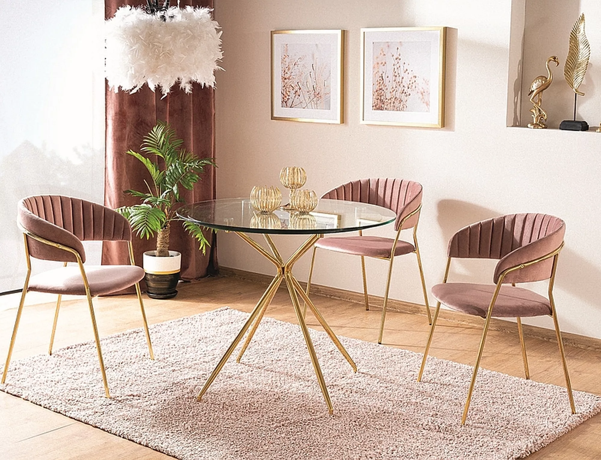 Stôl AZALIA transparent/ zlatá konštrukcia FI 80