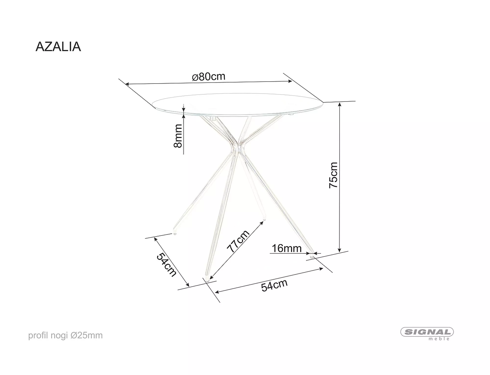 Stôl AZALIA transparent/ zlatá konštrukcia FI 80