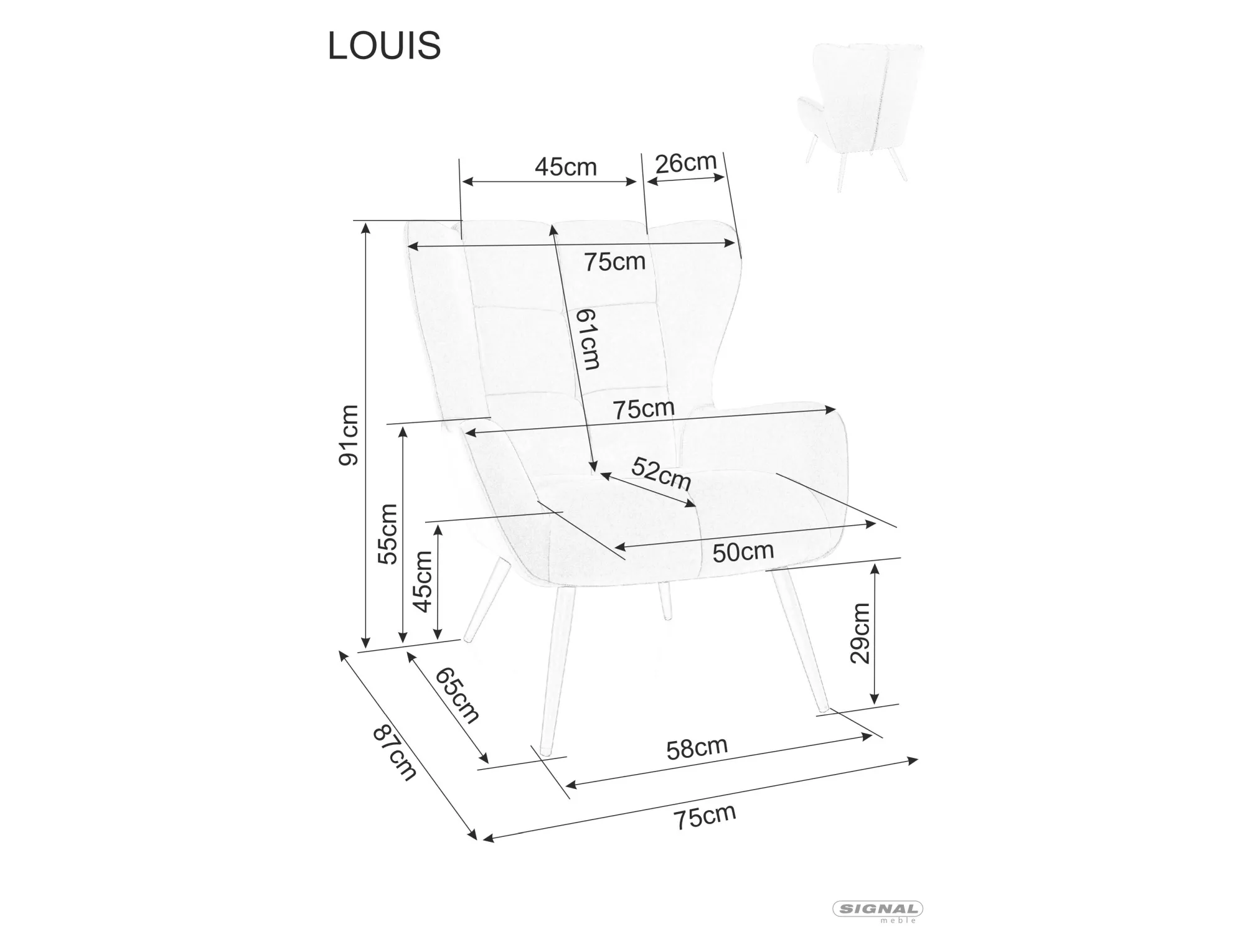 Kreslo Louis Velvet, sivá / matná čierna