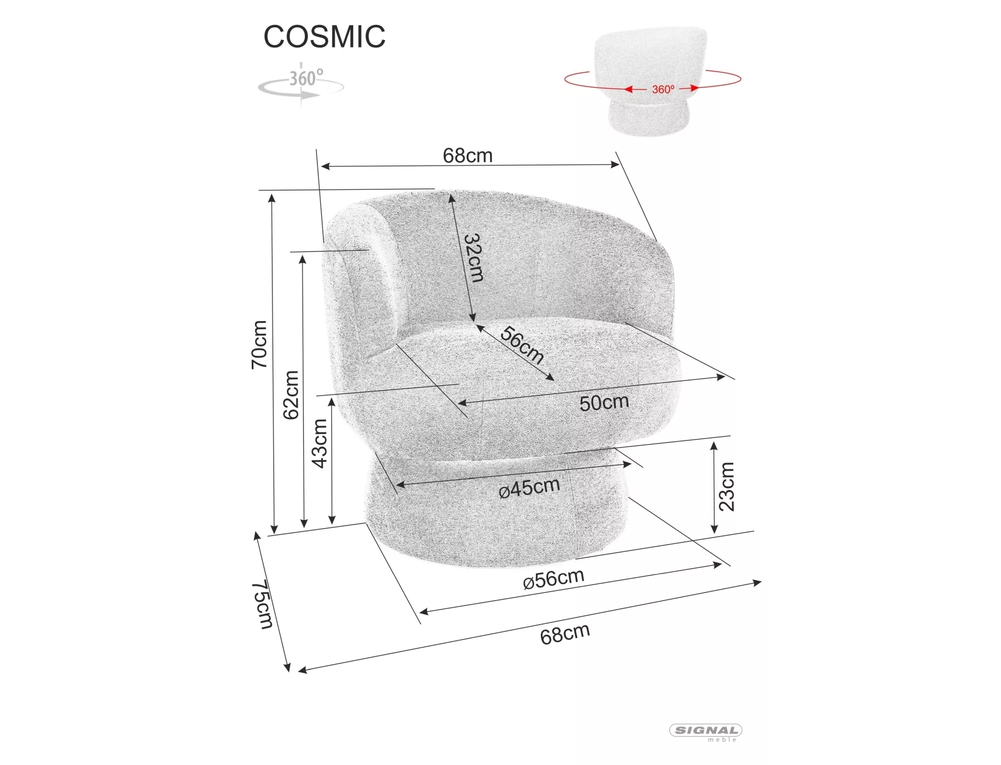 Kreslo Cosmic Raven,  sivá / čierna