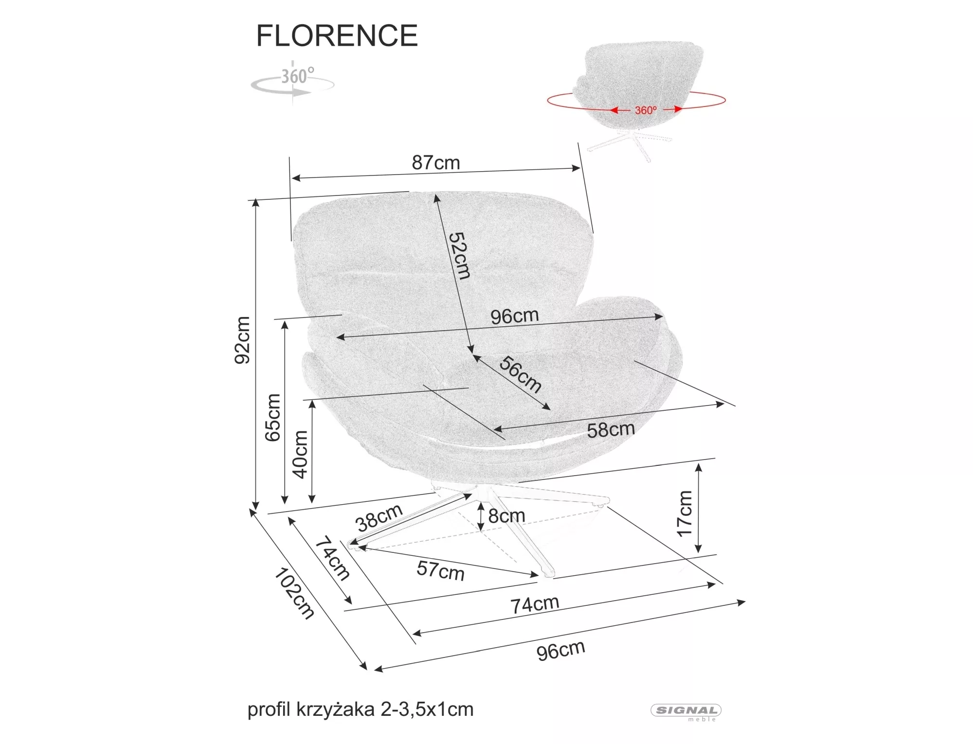 Kreslo Florence Raven,  tmavobéžová / matná čierna