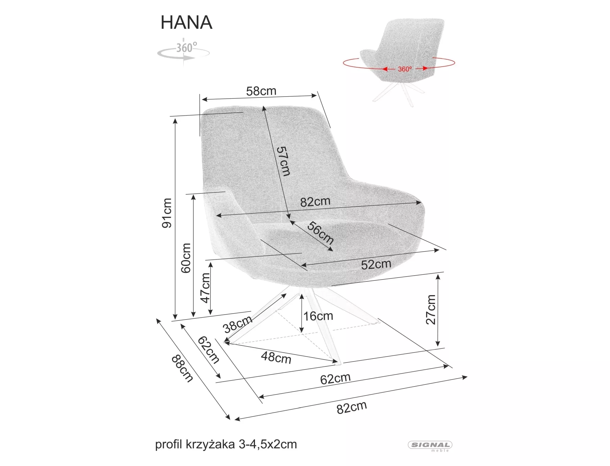 Kreslo Hana Brego,  béžová / matná čierna