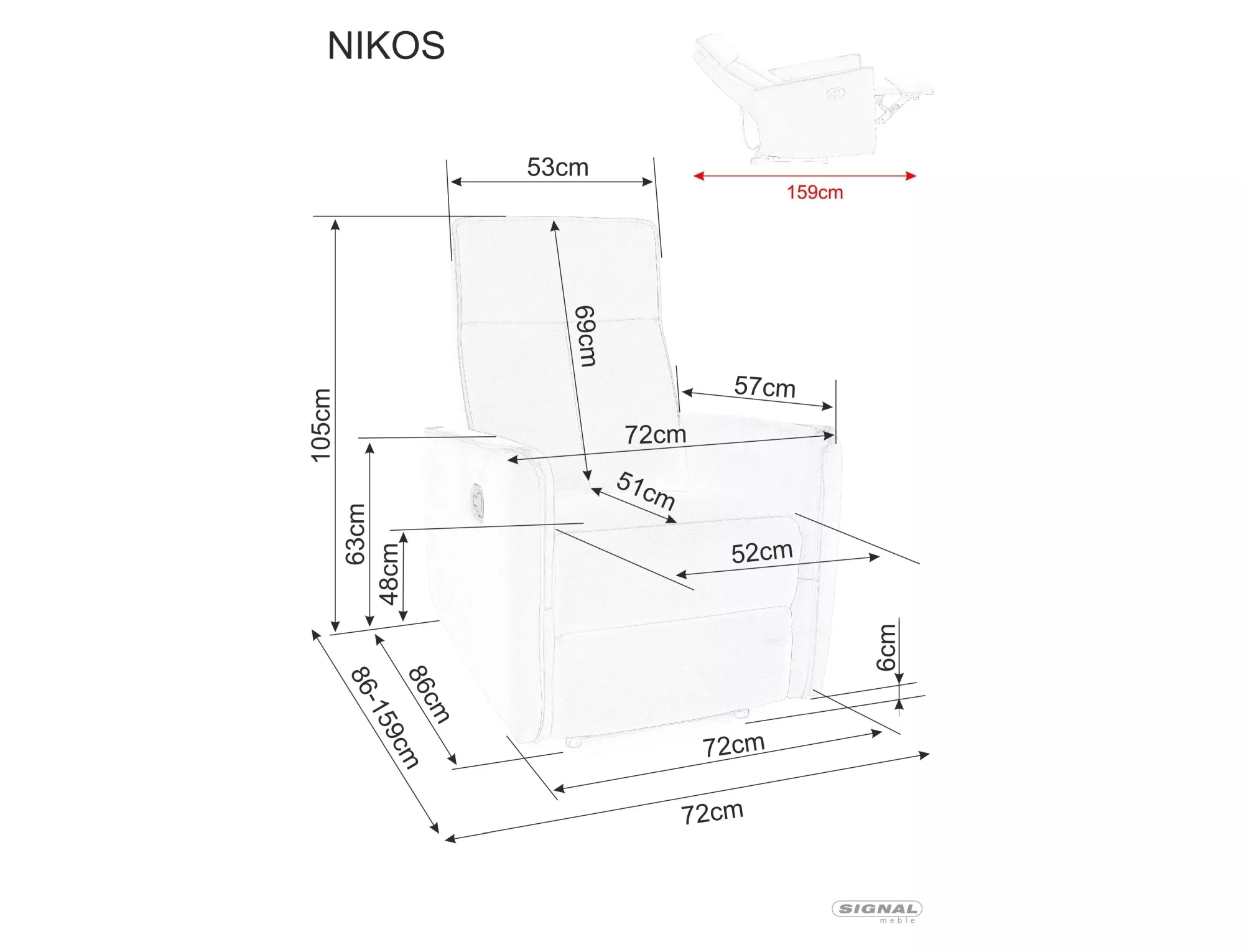 Rozkladacie kreslo Nikos Brego,  svetlobéžová / čierna