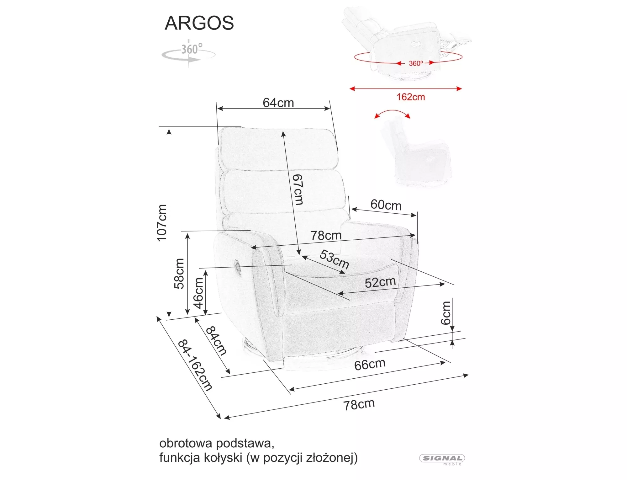 Rozkladacie kreslo Argos Raven,  sivá / čierna