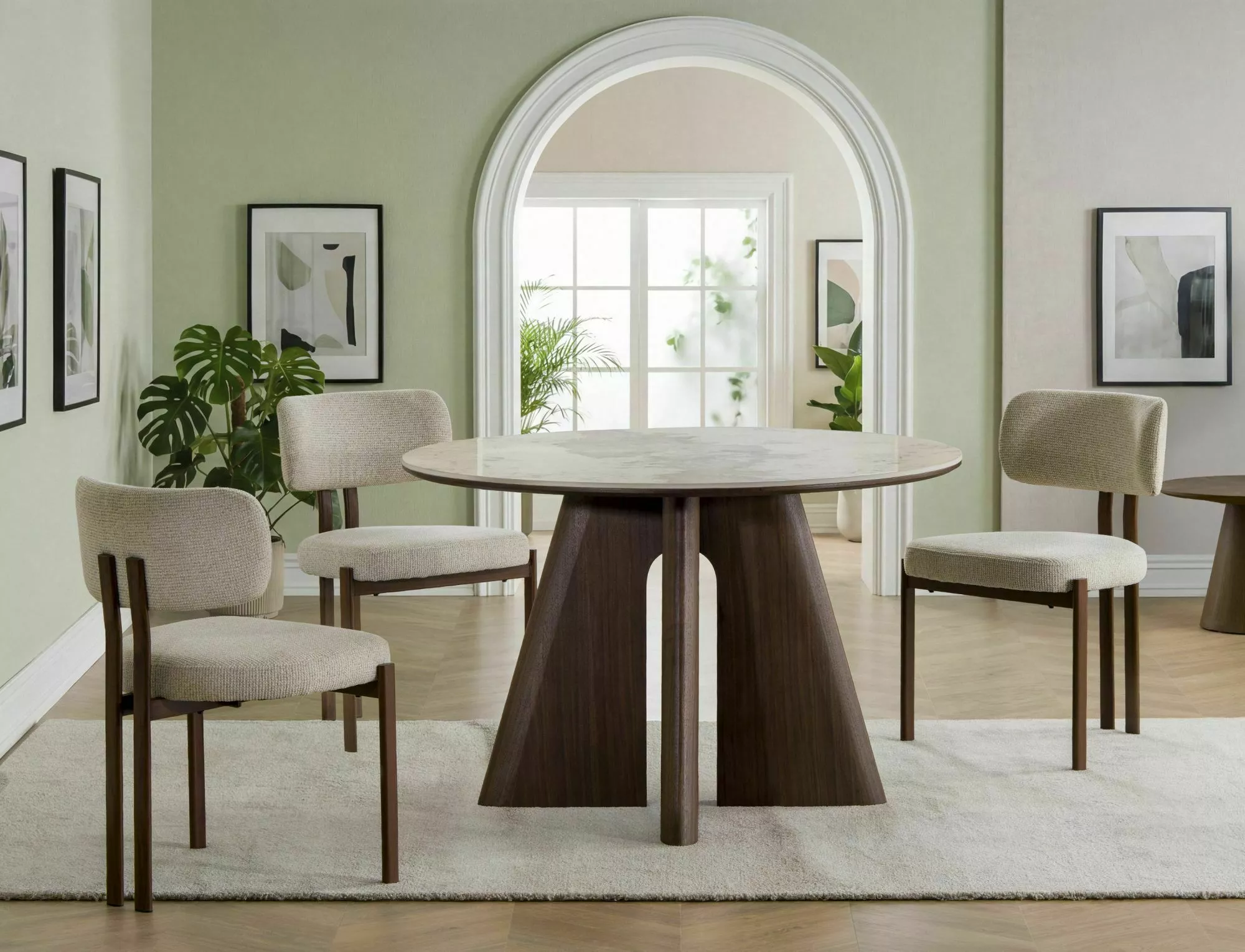 Keramický jedálenský stôl Alzano 120, mramor/orech