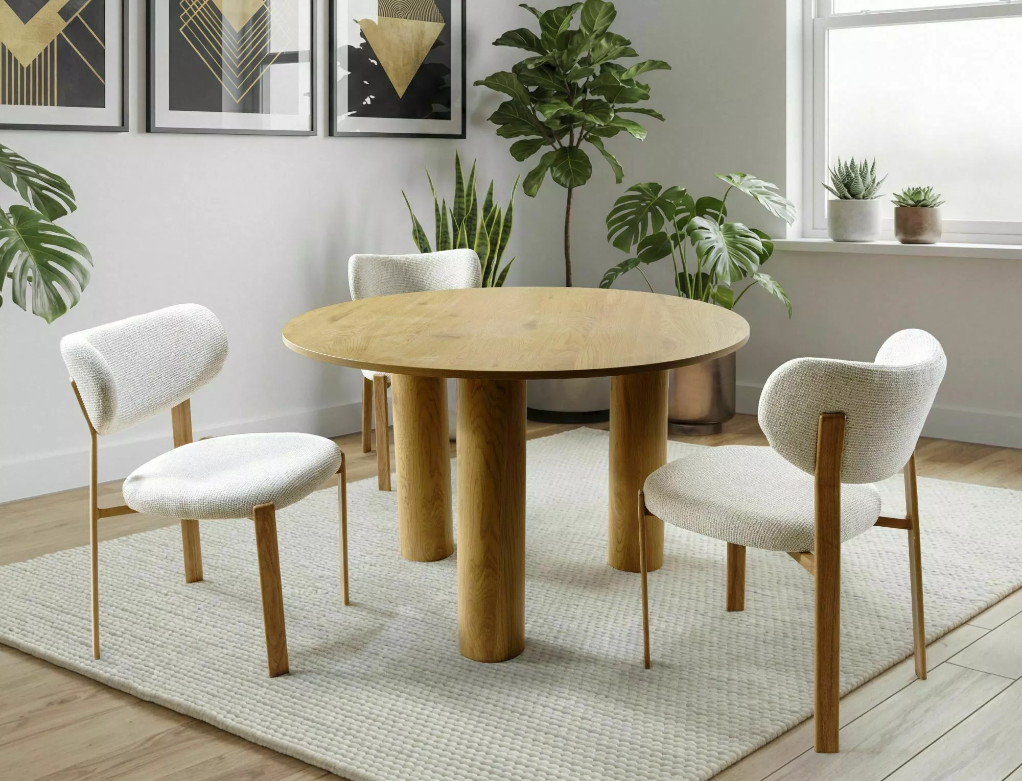 Jedálenská stolička Rin D, svetlo béžová / dub