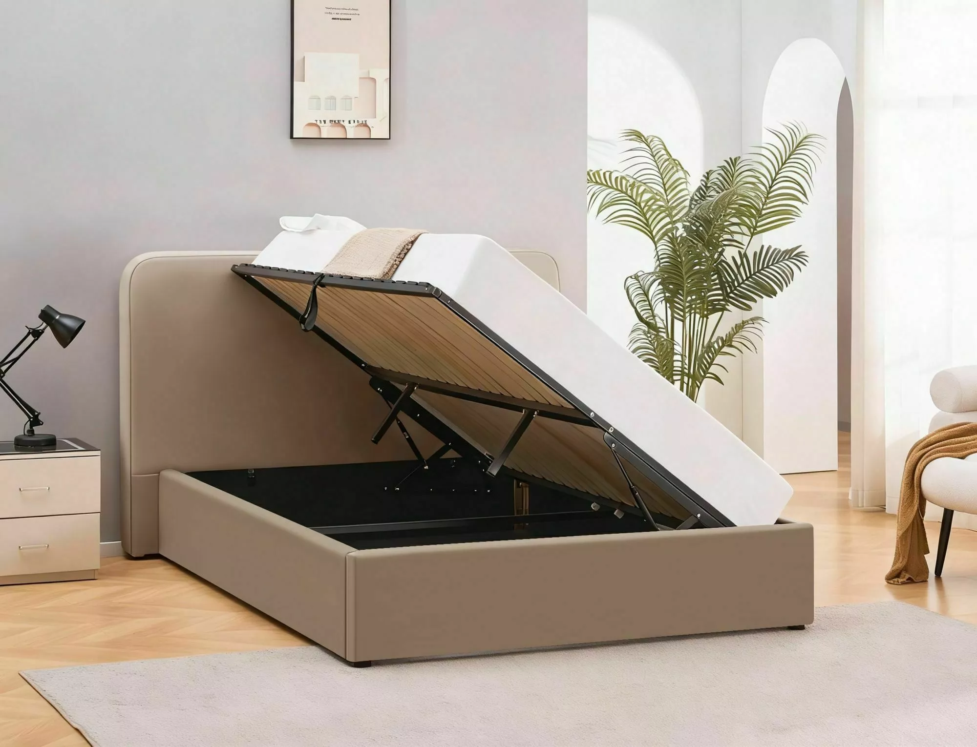 Posteľ 160x200 Lumia Velvet, tmavá béžová