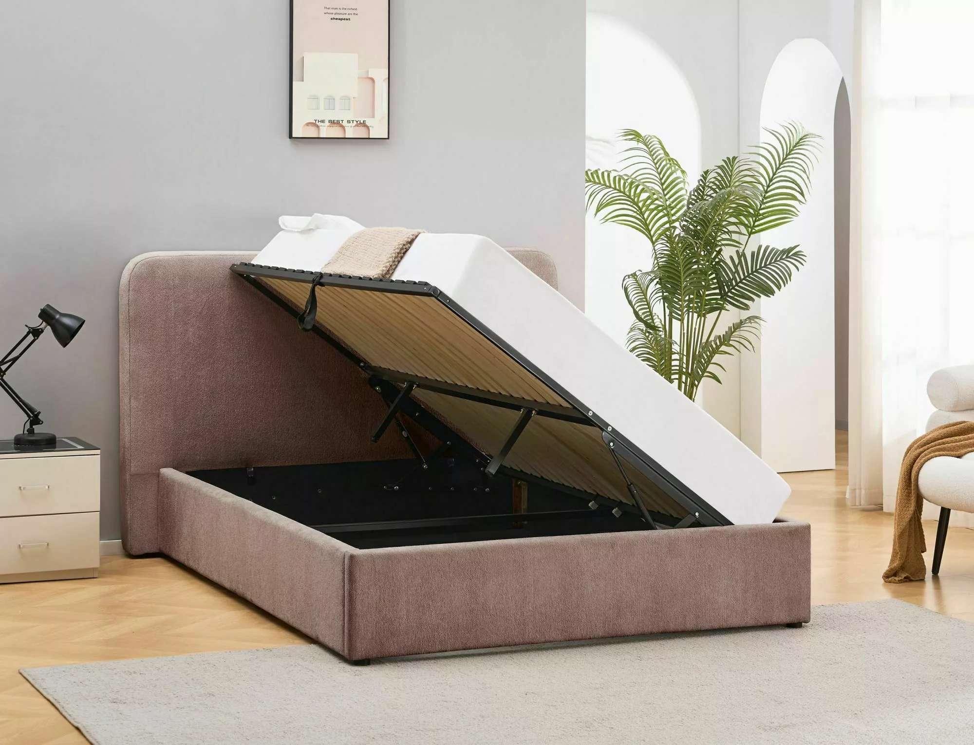 Posteľ 140x200 Lumia Raven, tmavá béžová