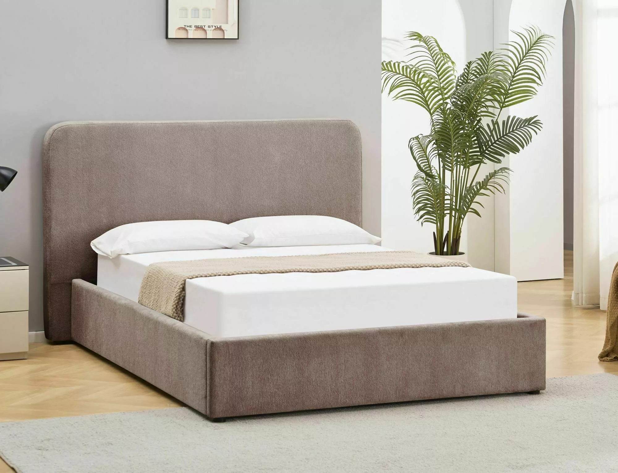 Posteľ 160x200 Lumia Raven, tmavá béžová