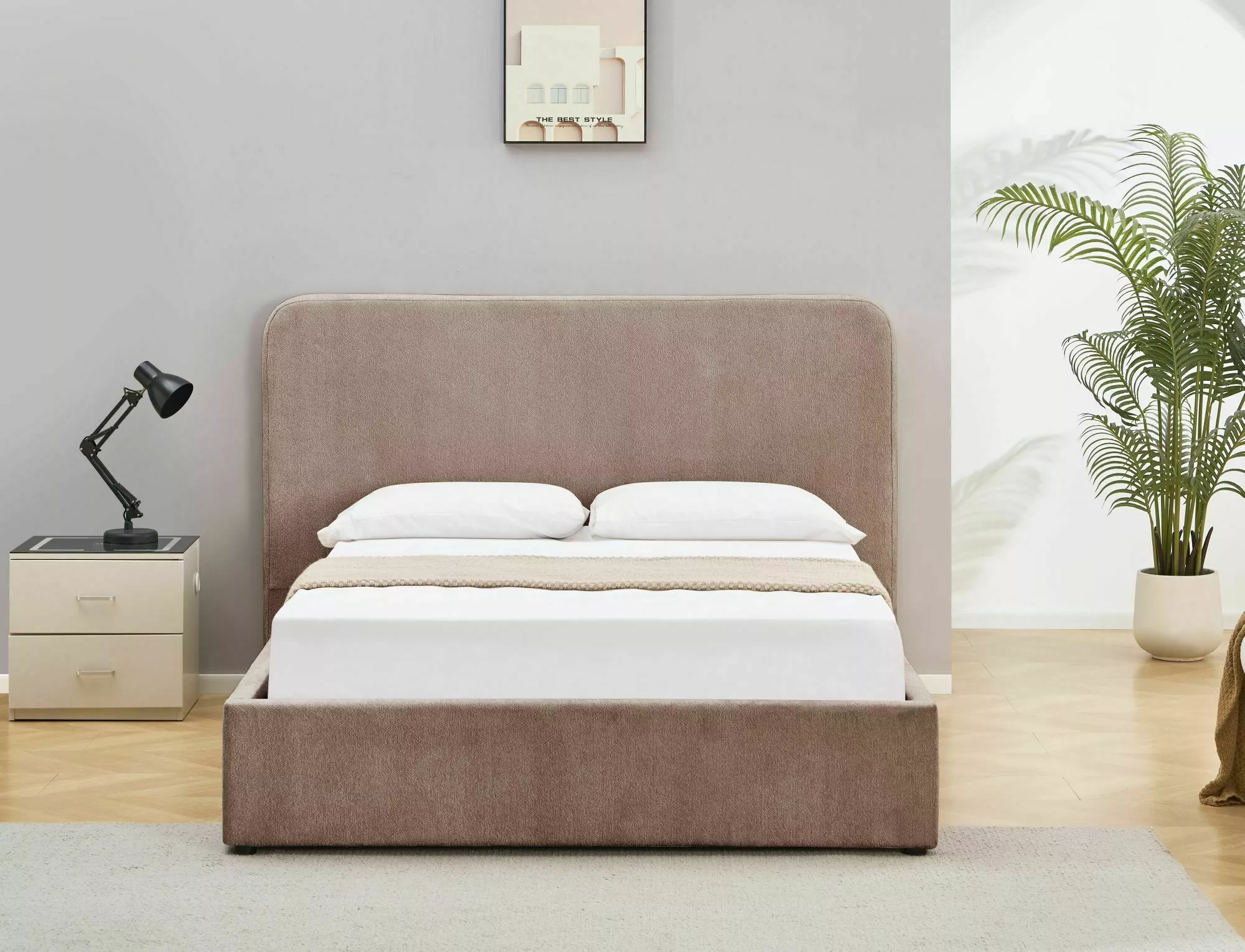 Posteľ 160x200 Lumia Raven, tmavá béžová