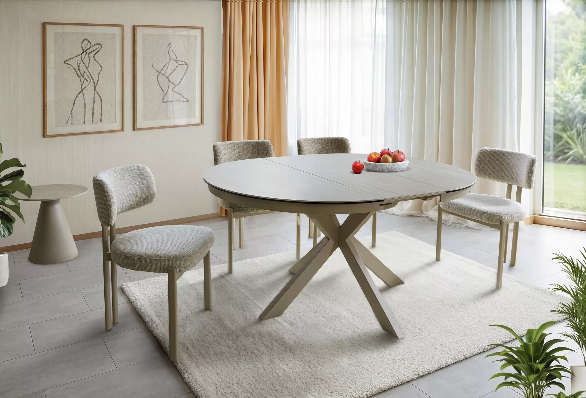 Keramický jedálenský stôl Porto 120-160, Mramor/kašmír