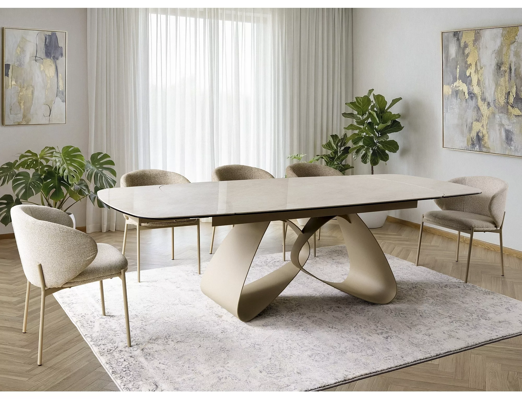 Keramický jedálenský stôl Valentino 180-260, mramor/kašmír