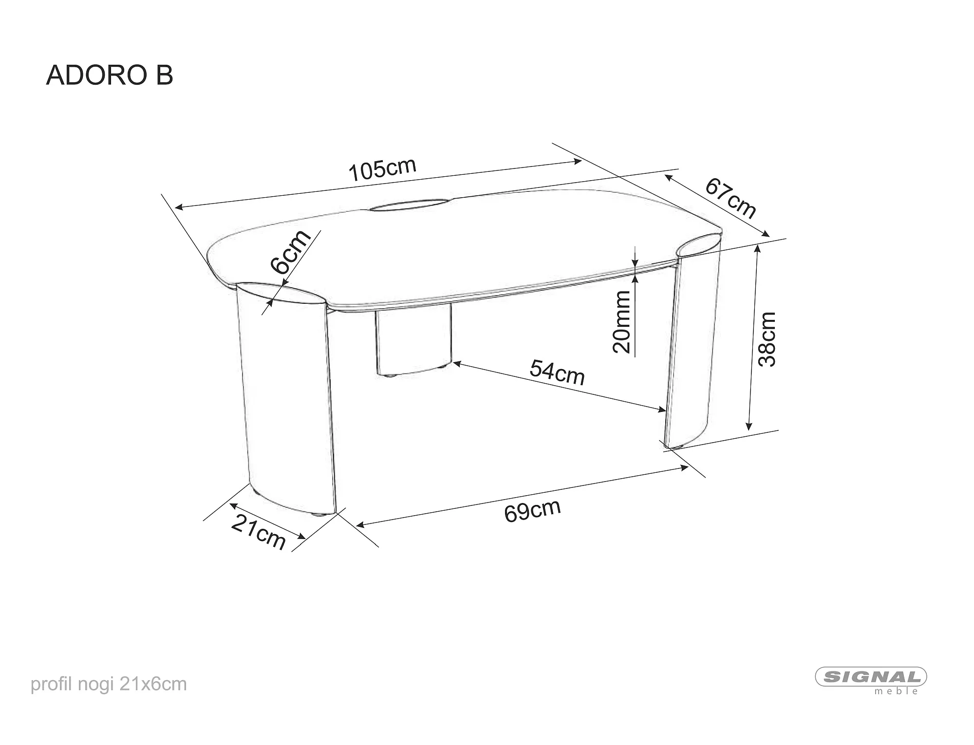 Konferenčný stolík Adoro B, medená