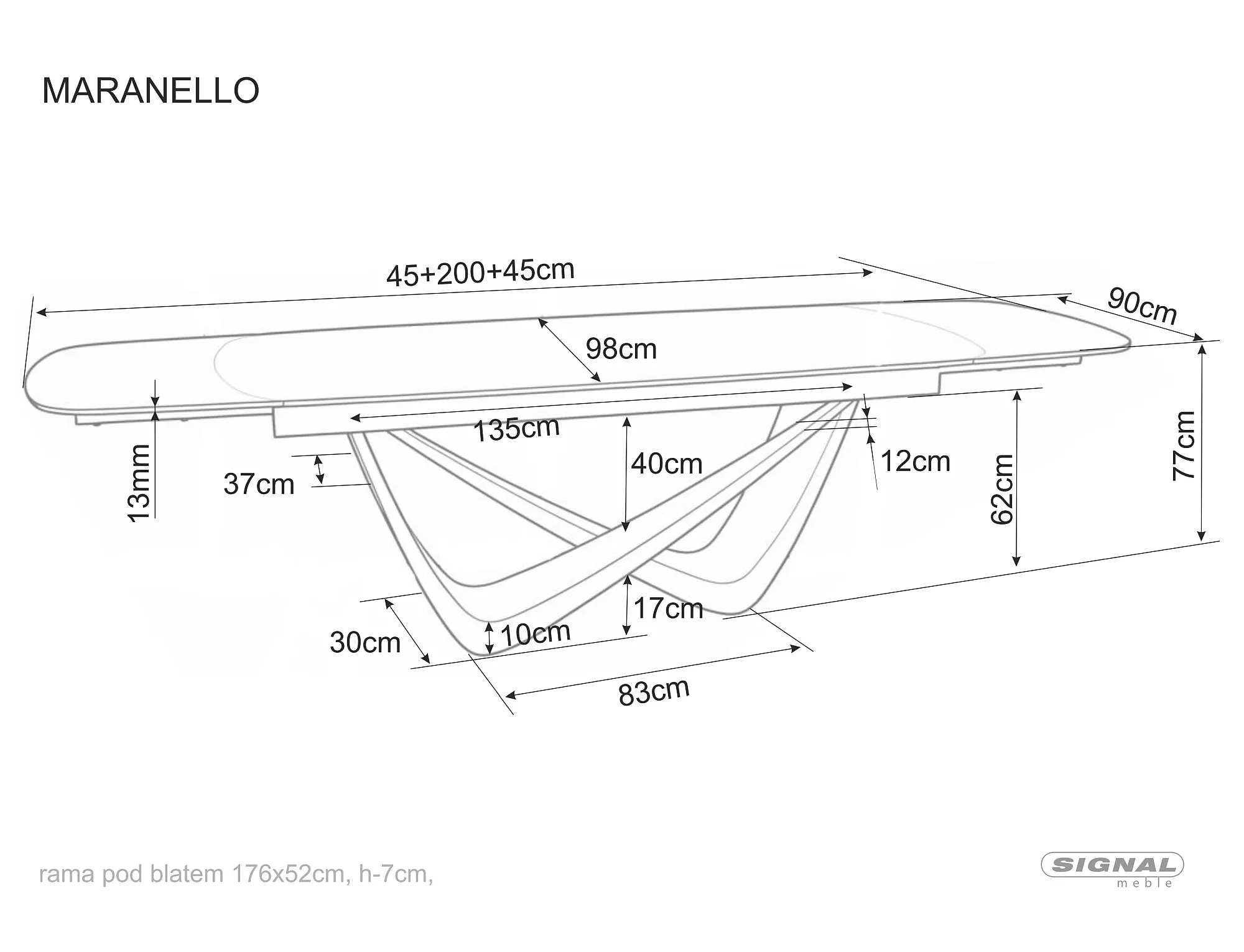Keramický jedálenský stôl Maranello 200-290, mramor/medená
