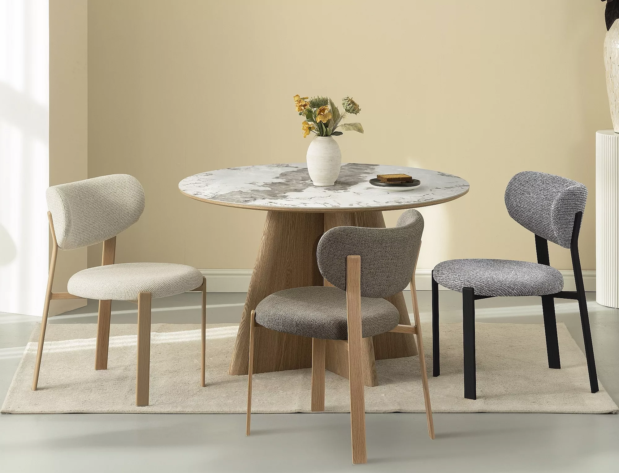 Keramický jedálenský stôl Alzano 120, mramor/dub
