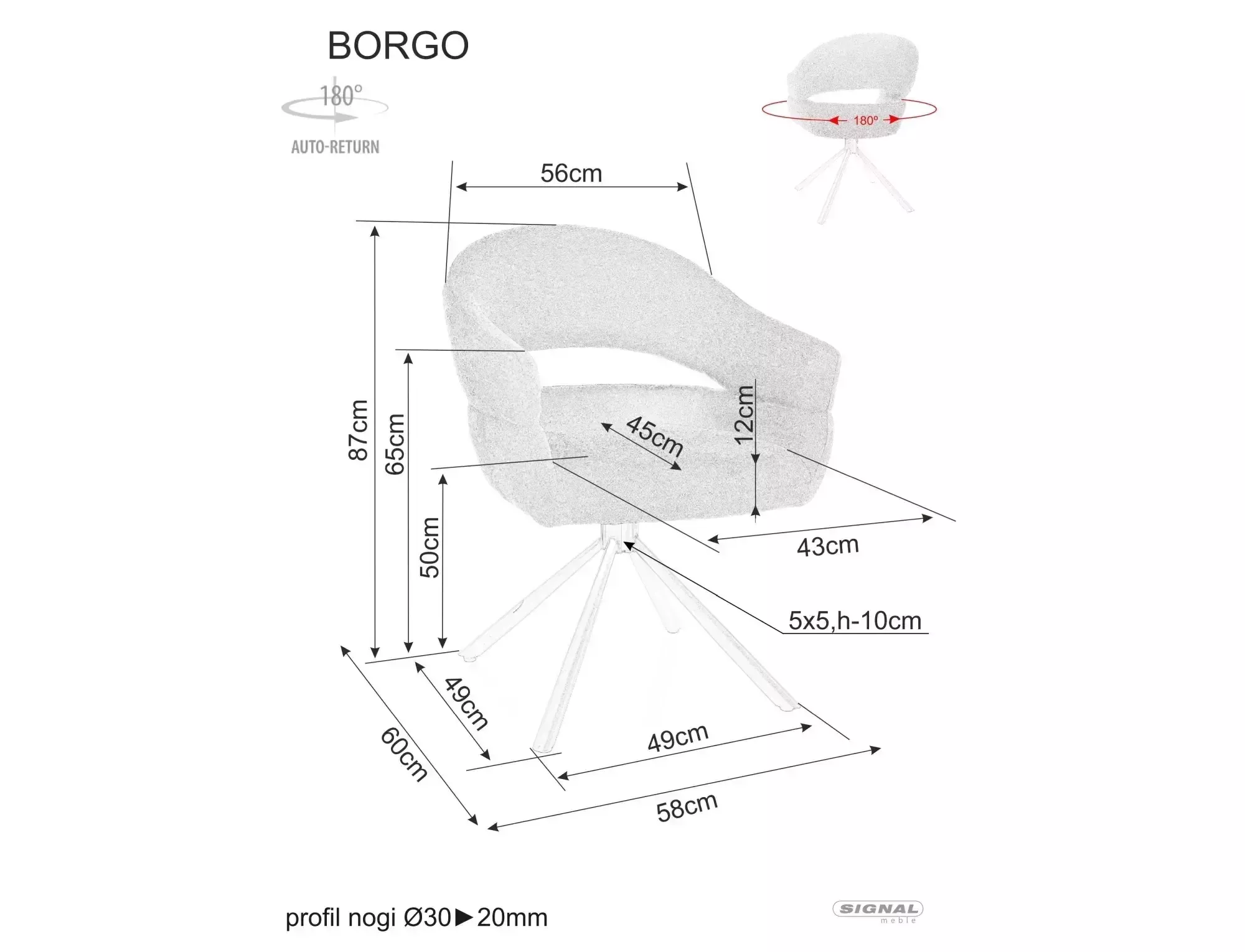 Jedálenská stolička Borgo Leo, svetlo béžová