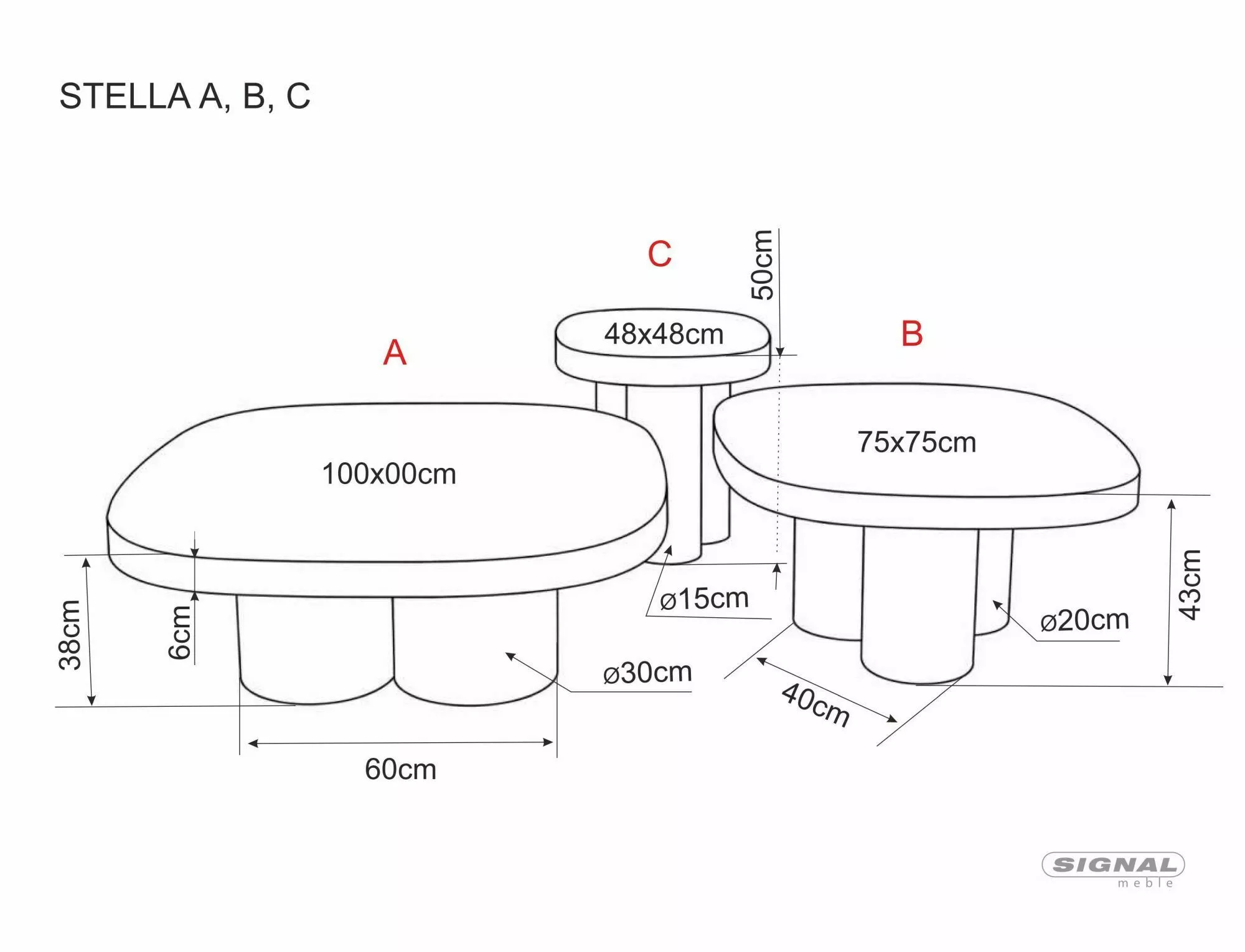 Konferenčný stolík Stella B, čierna