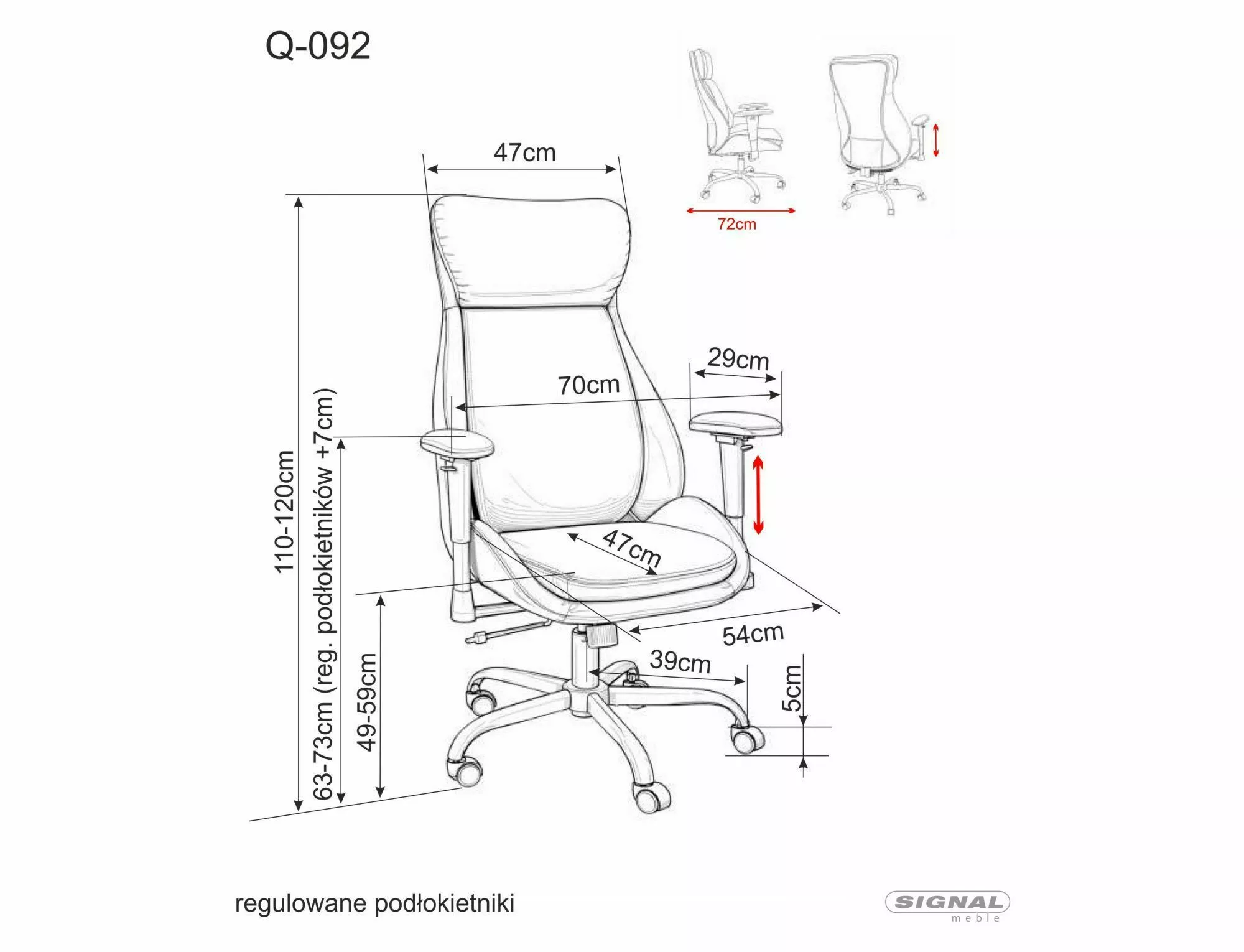 Kancelárska stolička Q-092, granátová