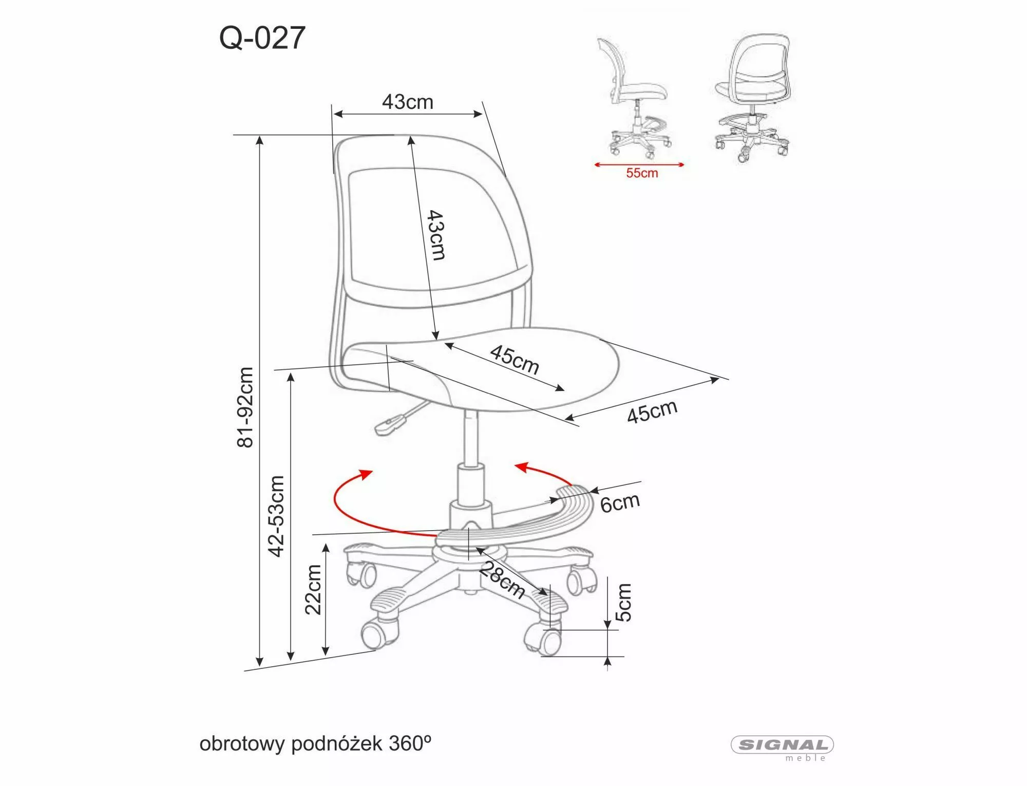 Kancelárska stolička Q-027, ružová