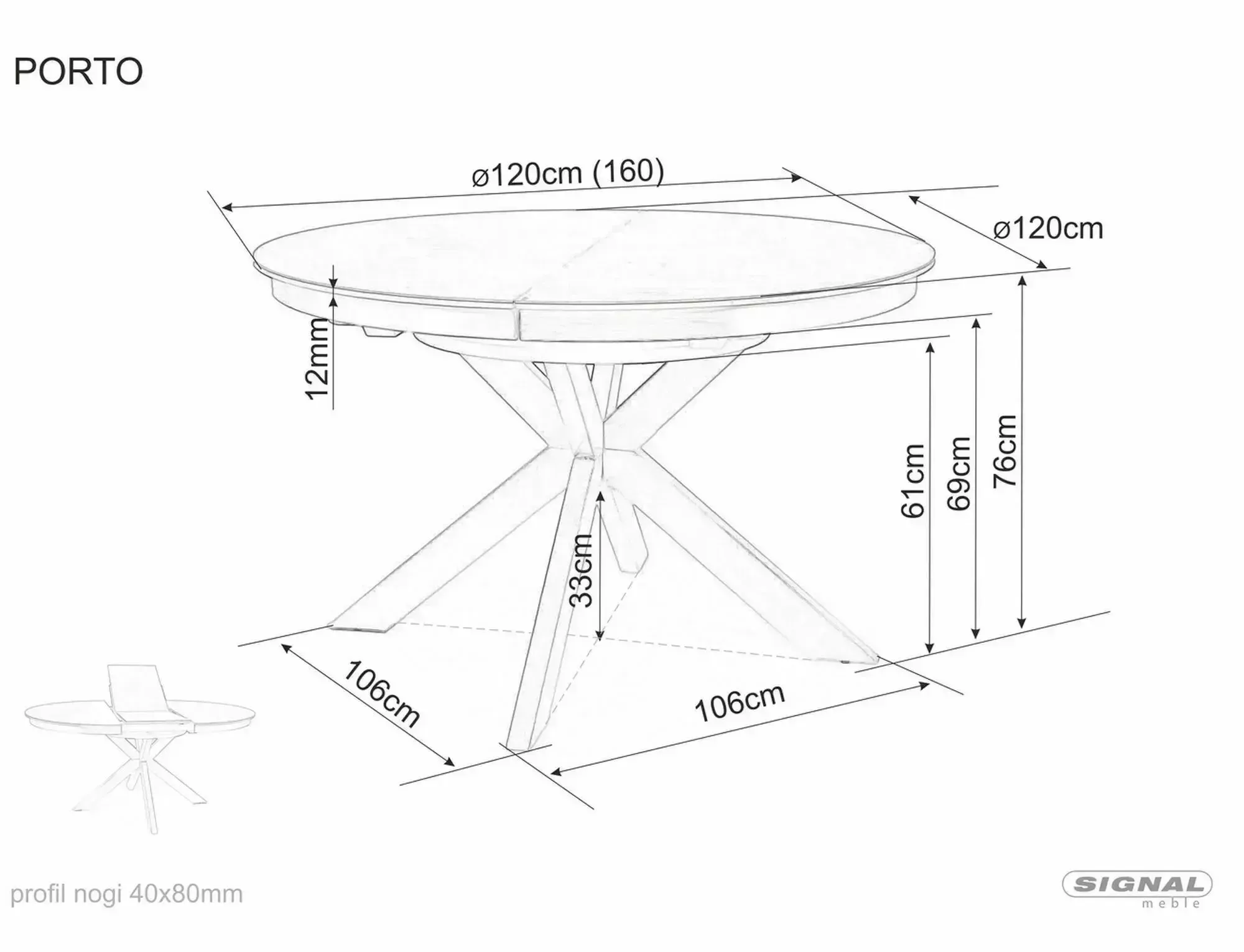 Keramický jedálenský stôl Porto 120-160, Mramor/čierna