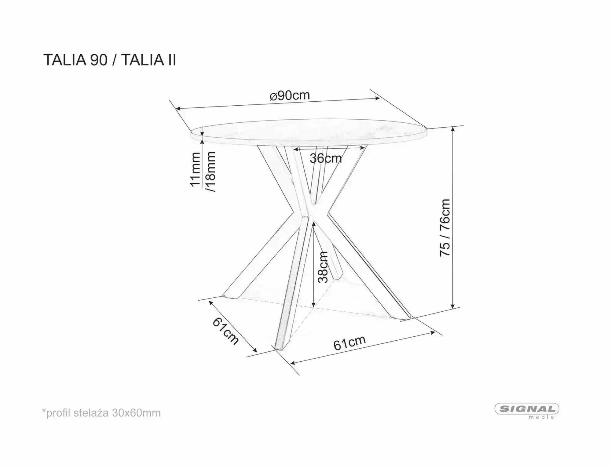 Jedálenský stôl Talia 90, kašmír