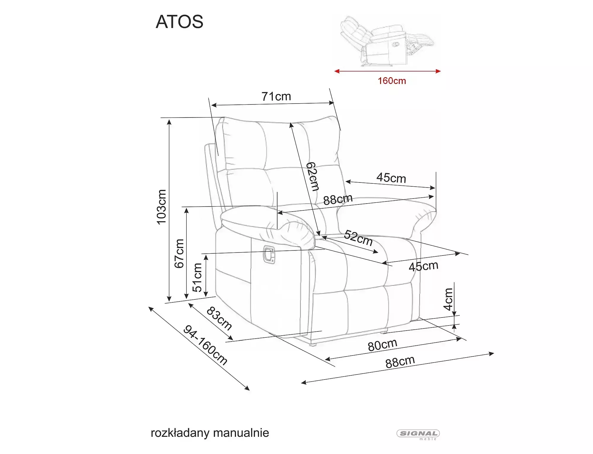 Polohovacie relaxačné kreslo Atos Raven, tmavá béžová